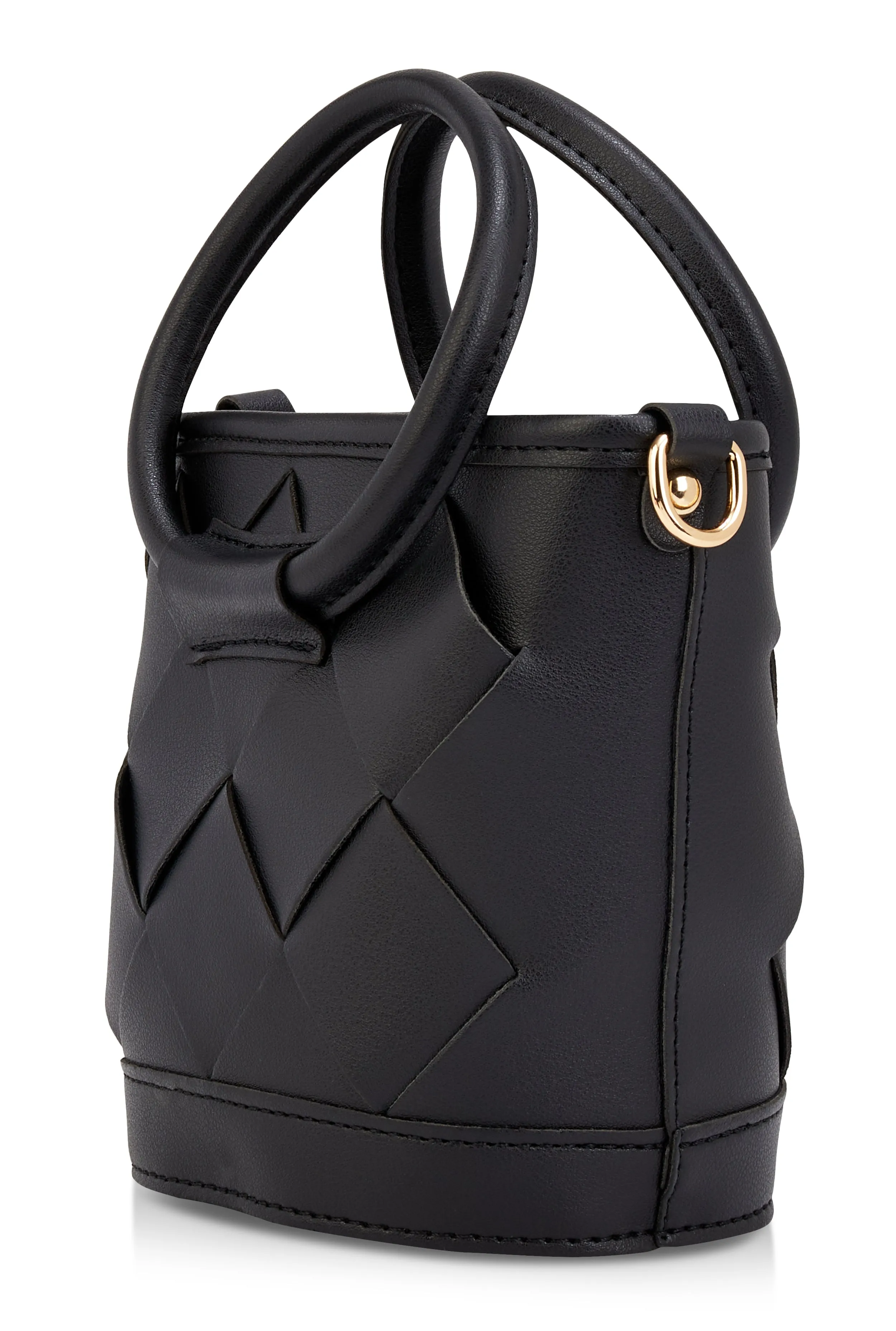 Faux Leather Woven Top Handle Crossbody Handbag sold by Rainbow product image thumbnail 5