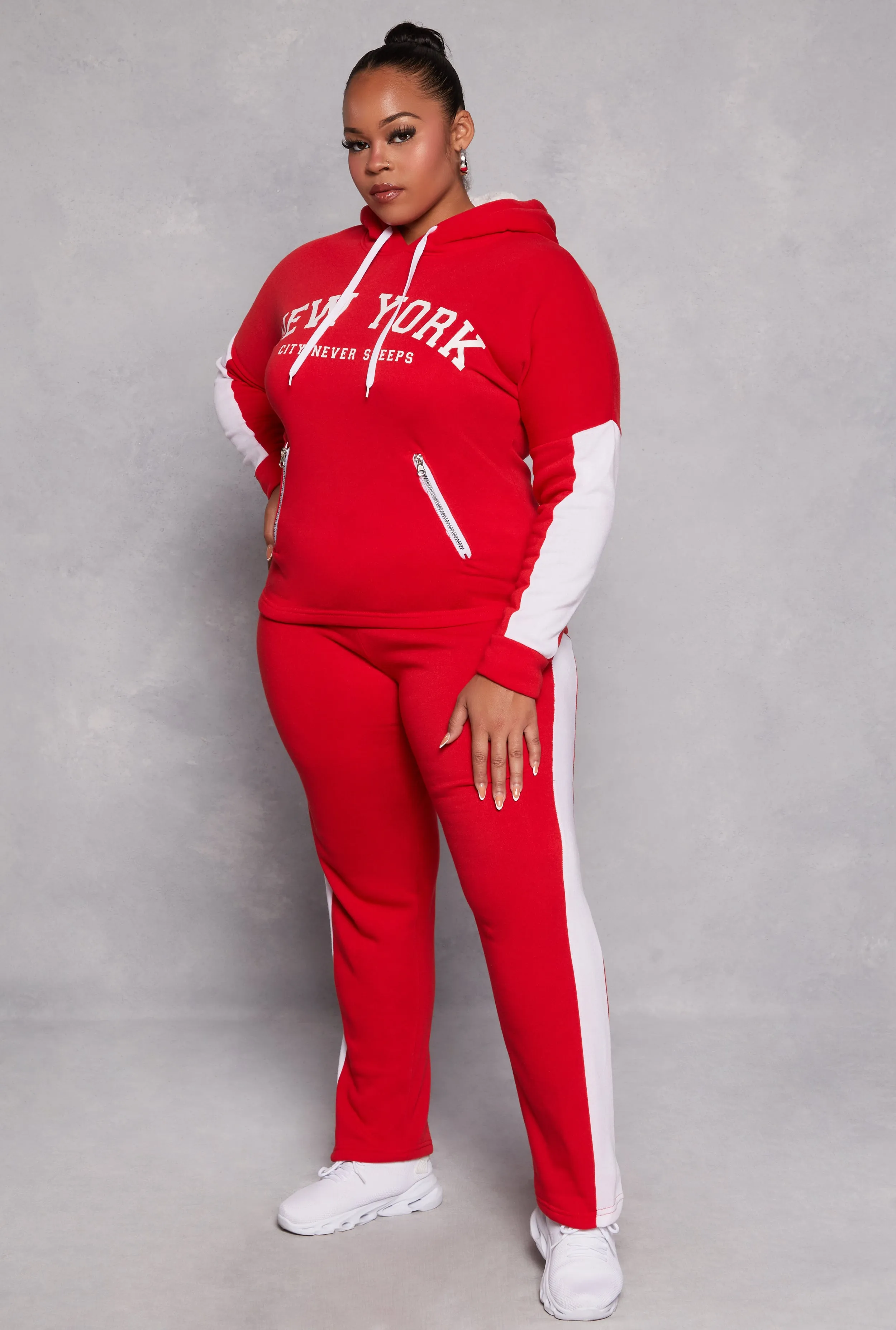 Plus Size Side Stripe High Waisted Joggers sold by Rainbow