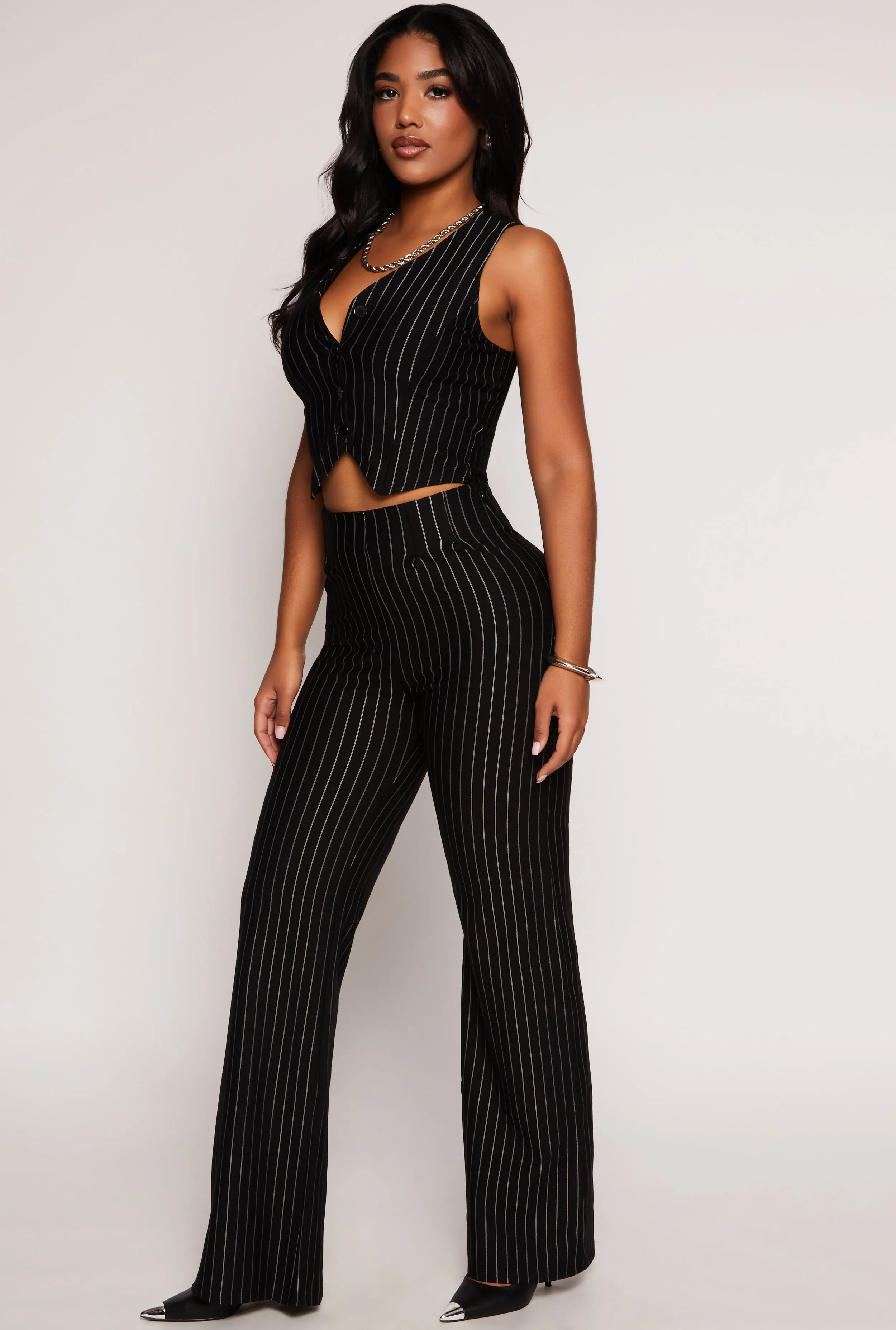 Pinstripe High Waist Dress Pants sold by Rainbow
