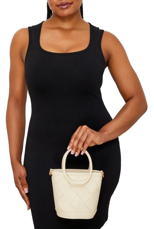 Faux Leather Woven Top Handle Crossbody Handbag sold by Rainbow
