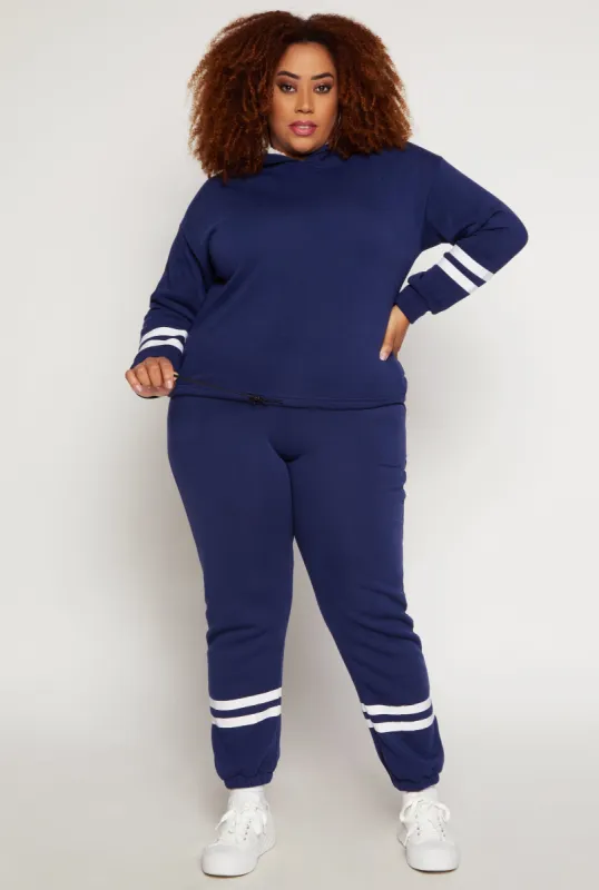 Plus Size Varsity Stripe Detail Sweatpants sold by Rainbow