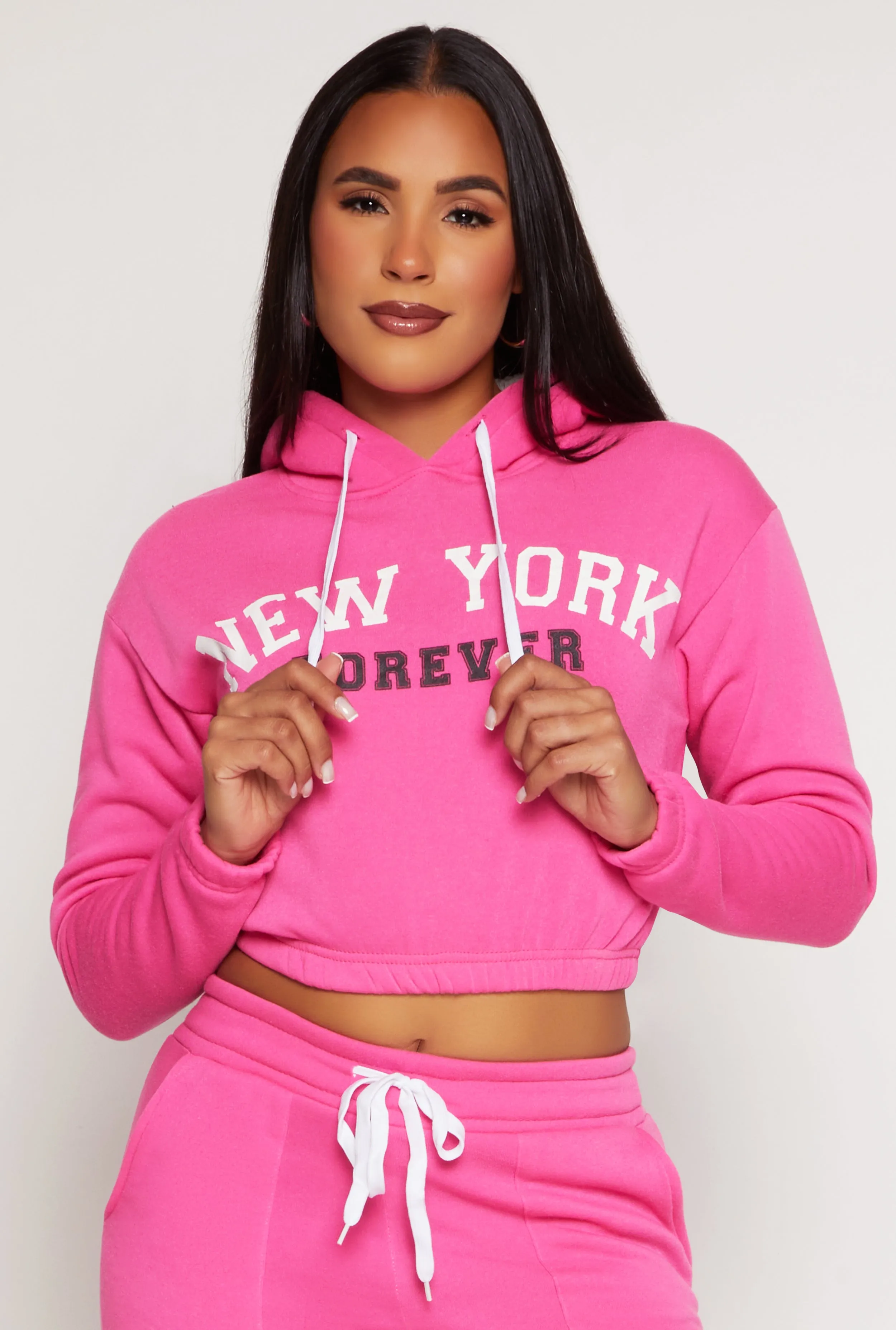 New York Forever Graphic Cropped Hoodie sold by Rainbow