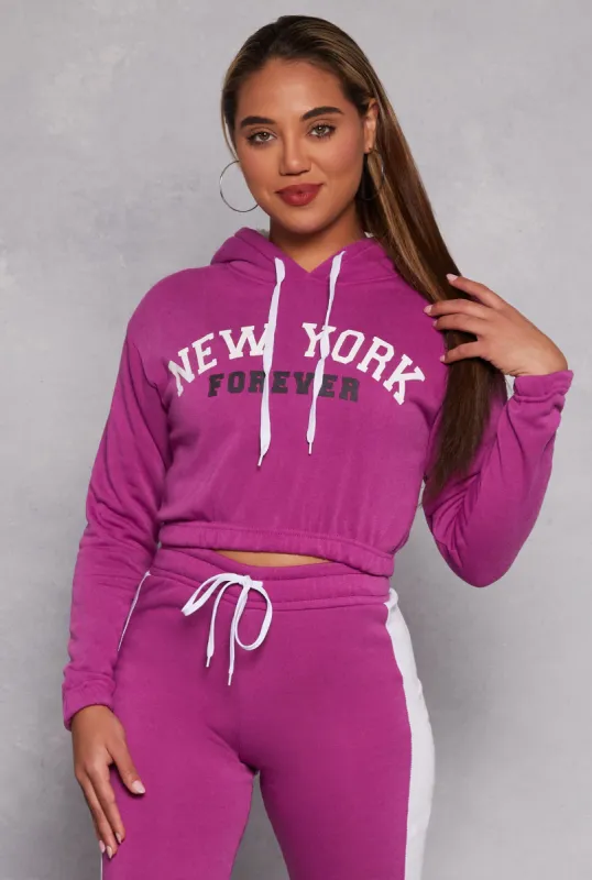 New York Forever Graphic Cropped Hoodie sold by Rainbow