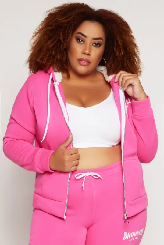 Plus Size Fleece Brooklyn Zip Front Hoodie made by Rainbow