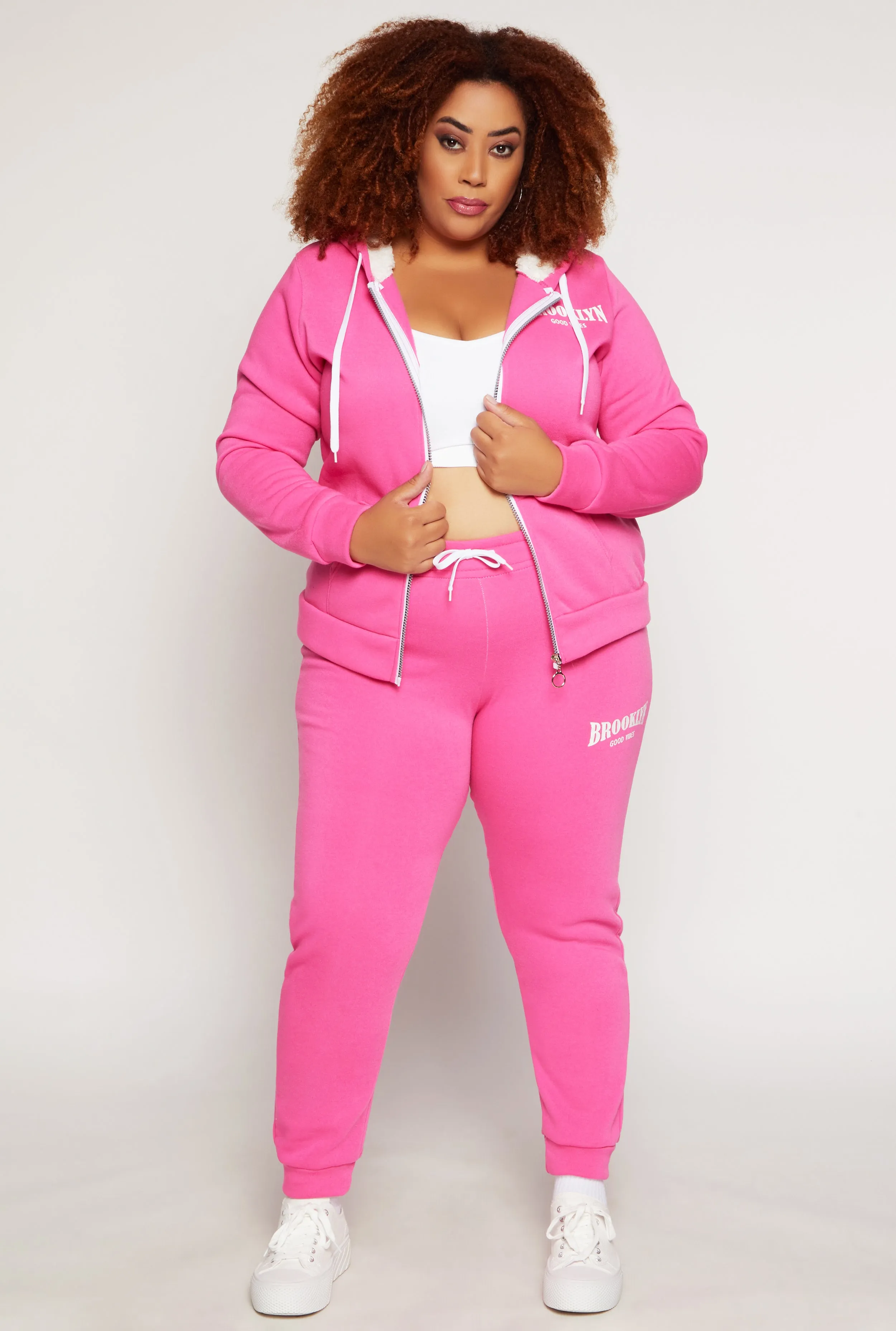 Plus Size Fleece Brooklyn Zip Front Hoodie sold by Rainbow product image thumbnail 2