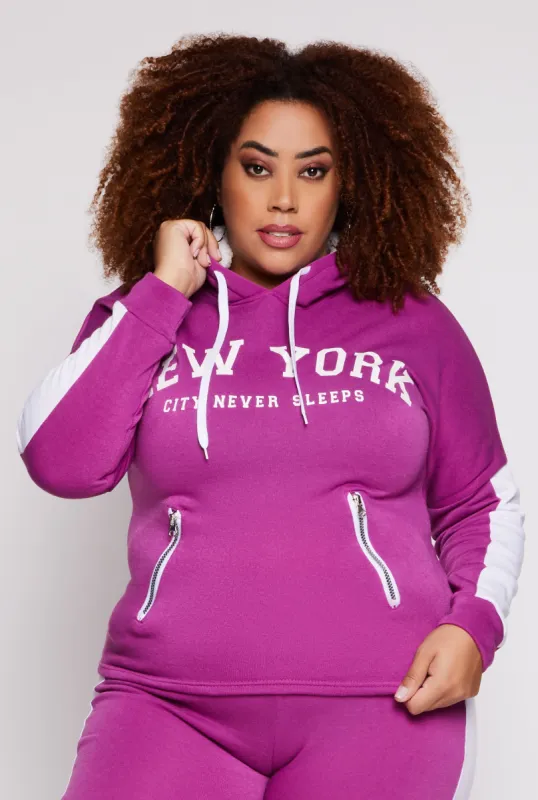 Plus Size New York City Never Sleeps Pullover Hoodie sold by Rainbow
