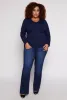 Plus Size Long Sleeve V Neck T Shirt sold by Rainbow