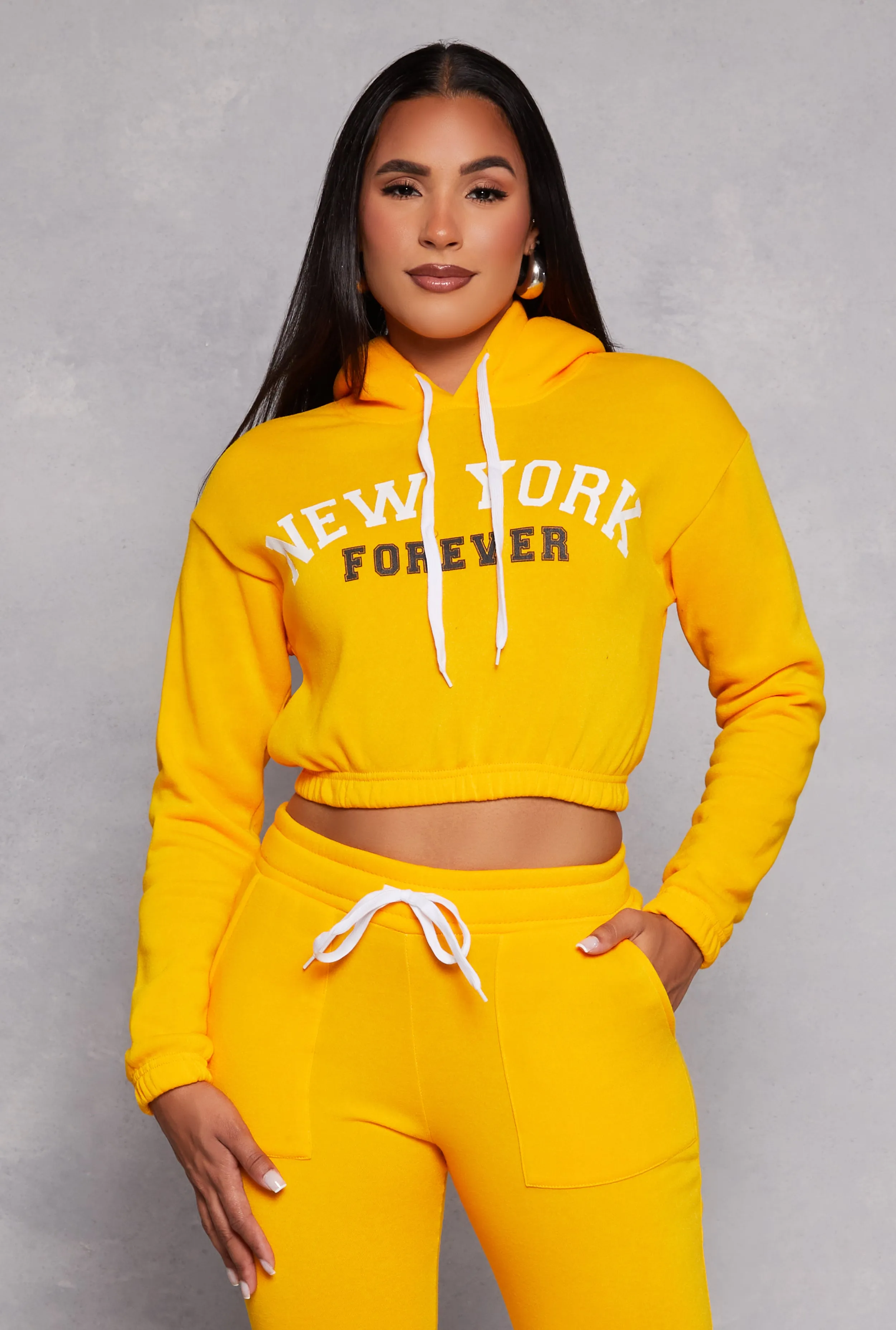 New York Forever Graphic Cropped Hoodie sold by Rainbow