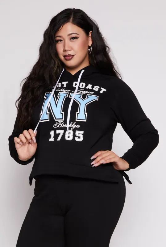 Plus Size East Coast NY Graphic Pullover Hoodie sold by Rainbow