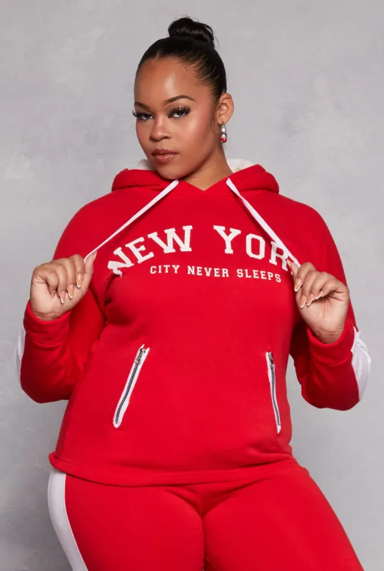 Plus Size New York City Never Sleeps Pullover Hoodie sold by Rainbow