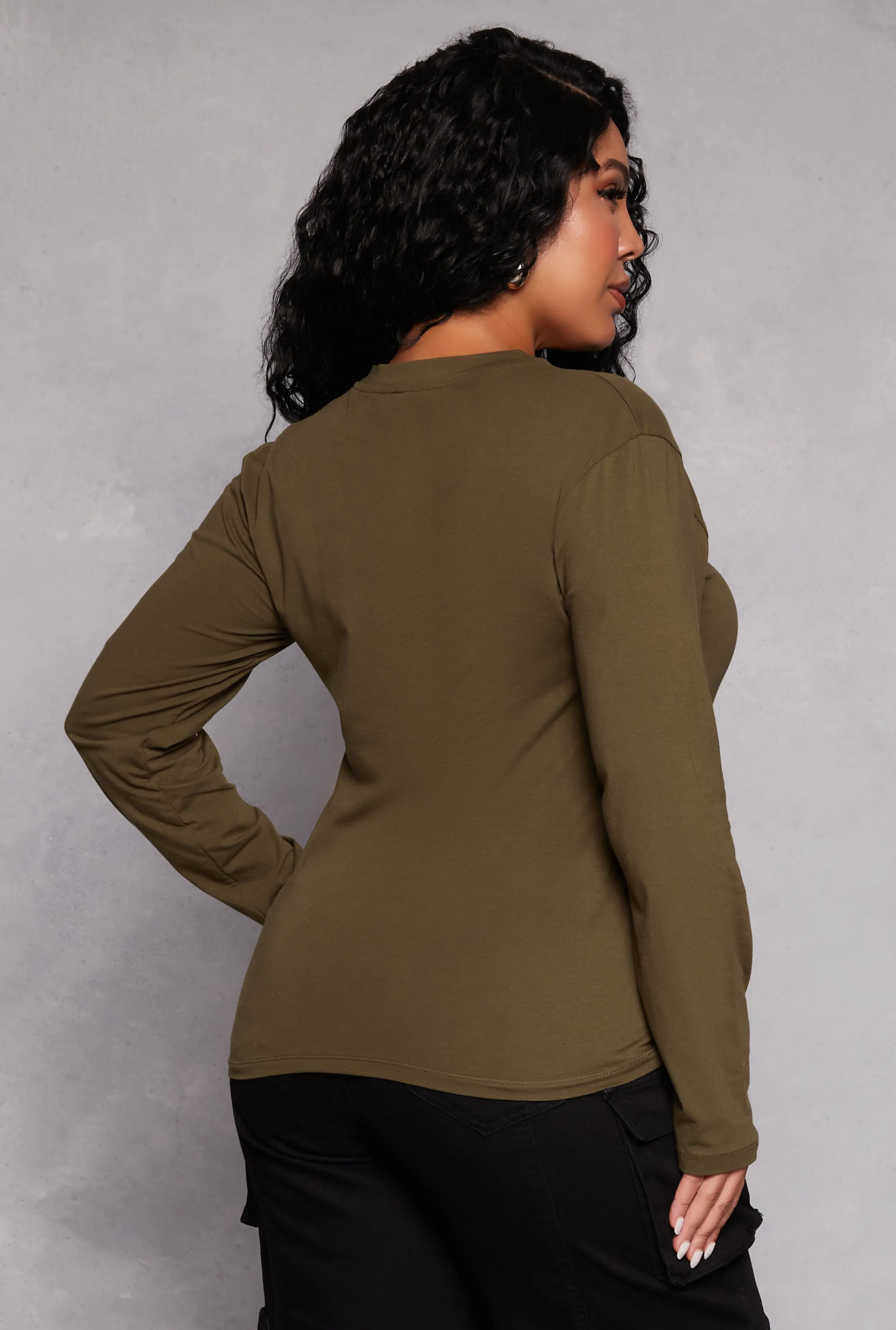 Plus Size Long Sleeve V Neck T Shirt sold by Rainbow product image thumbnail 3