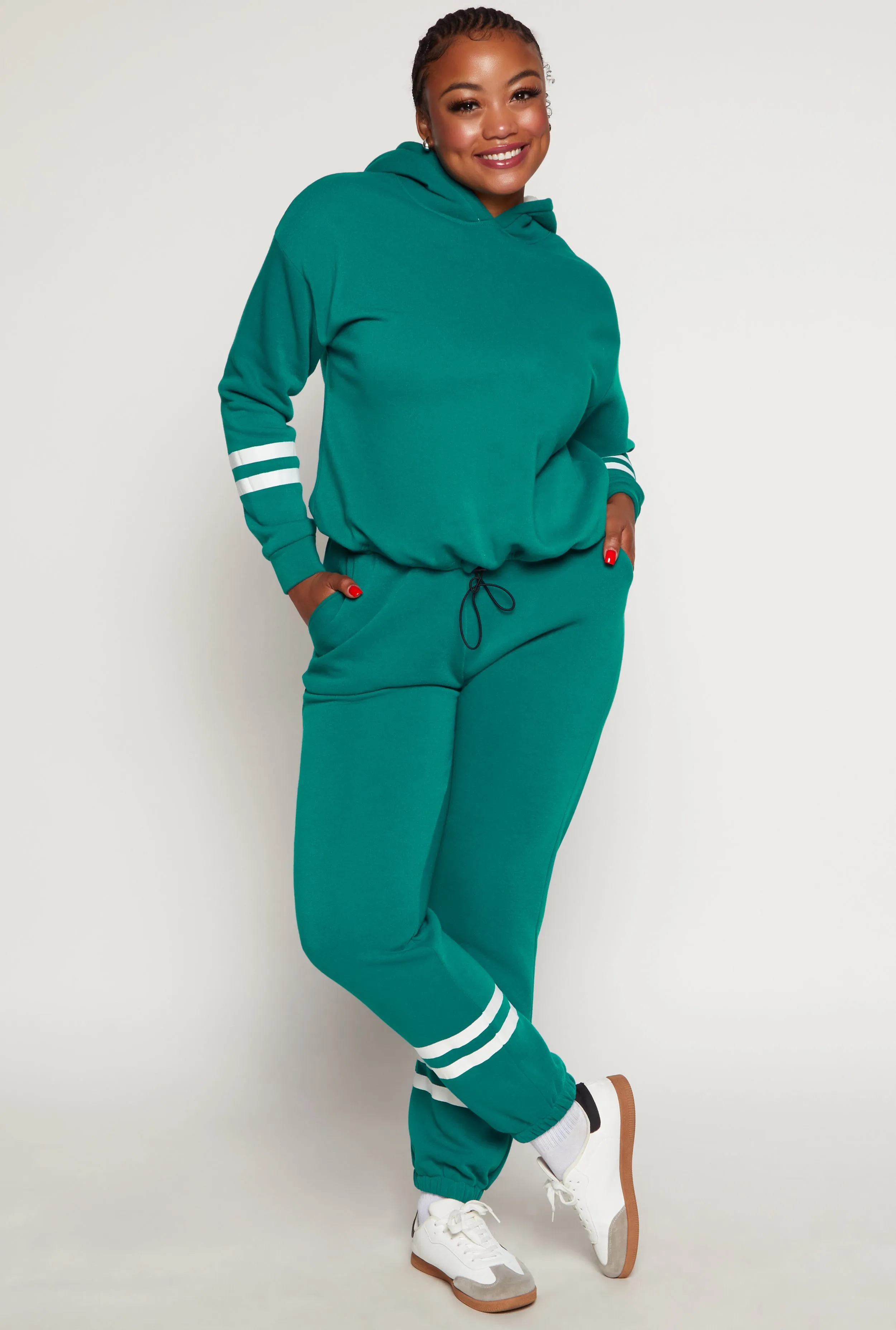 Plus Size Varsity Stripe Detail Sweatpants sold by Rainbow