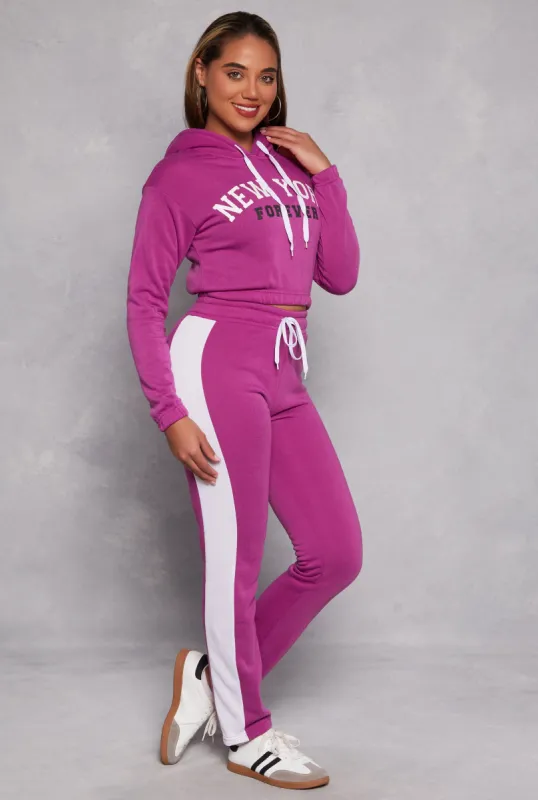 Fleece Drawstring Side Stripe Joggers sold by Rainbow