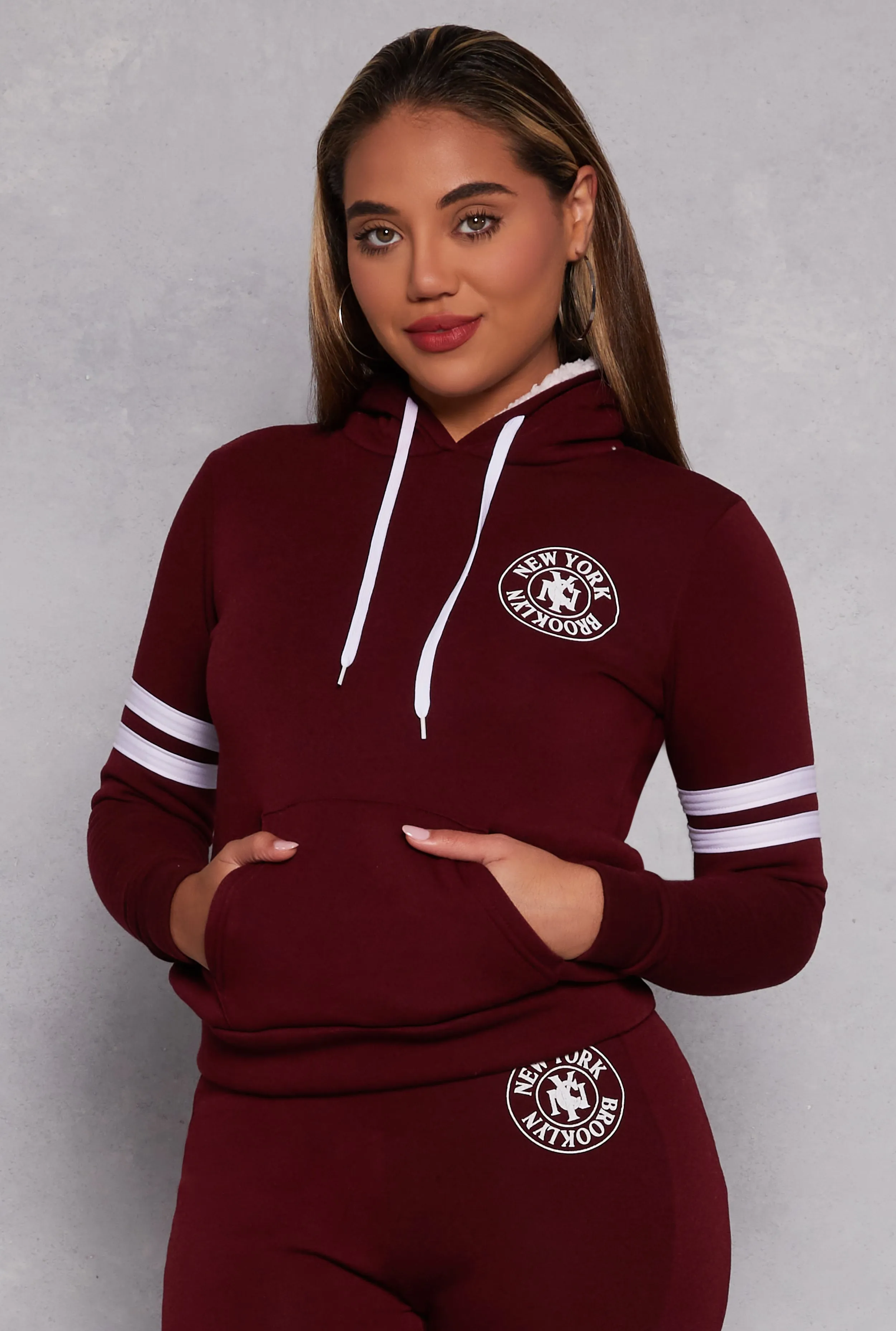 New York Brooklyn Graphic Sherpa Lined Hoodie sold by Rainbow