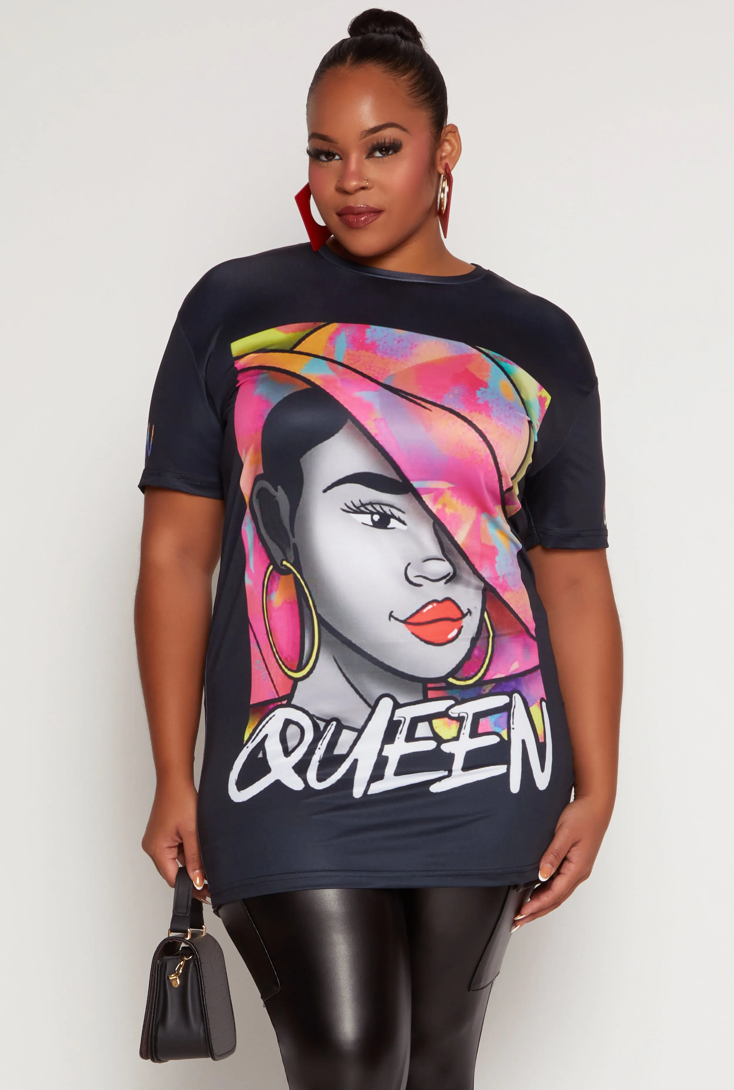 Plus Size Queen Tie Dye Face Graphic Tee sold by Rainbow