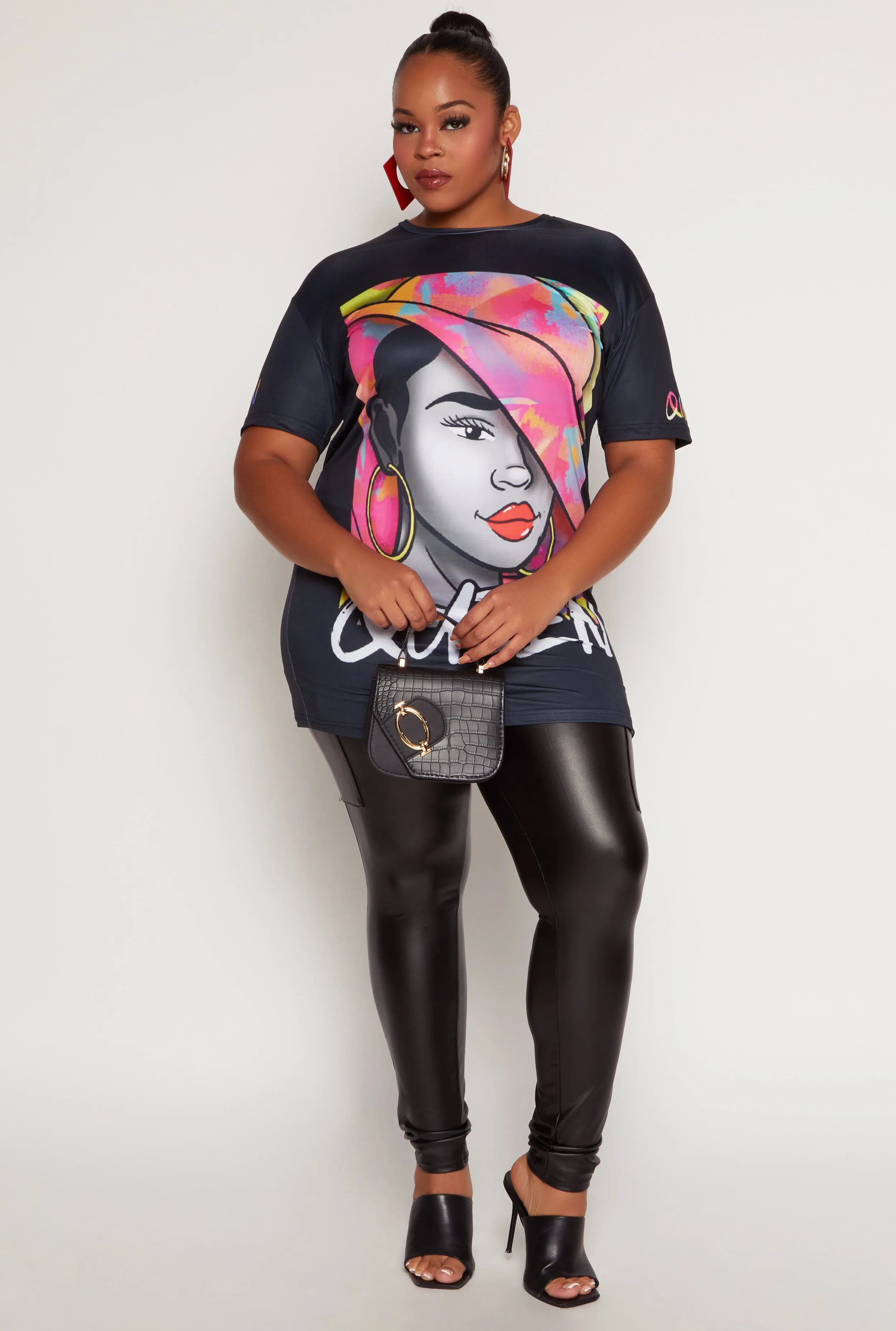 Plus Size Queen Tie Dye Face Graphic Tee sold by Rainbow product image thumbnail 2