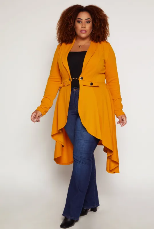 Plus Size Chain Button High Low Blazer sold by Rainbow