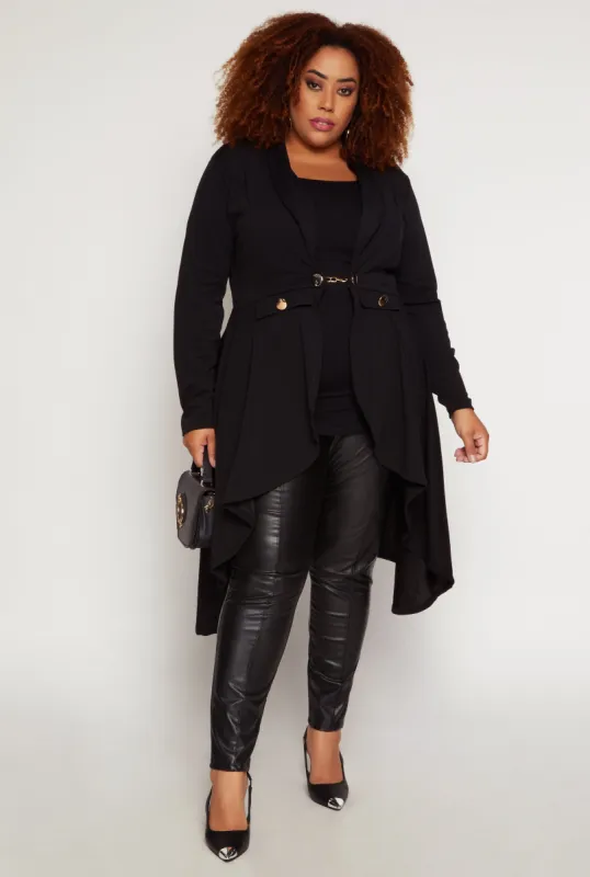 Plus Size Chain Button High Low Blazer sold by Rainbow