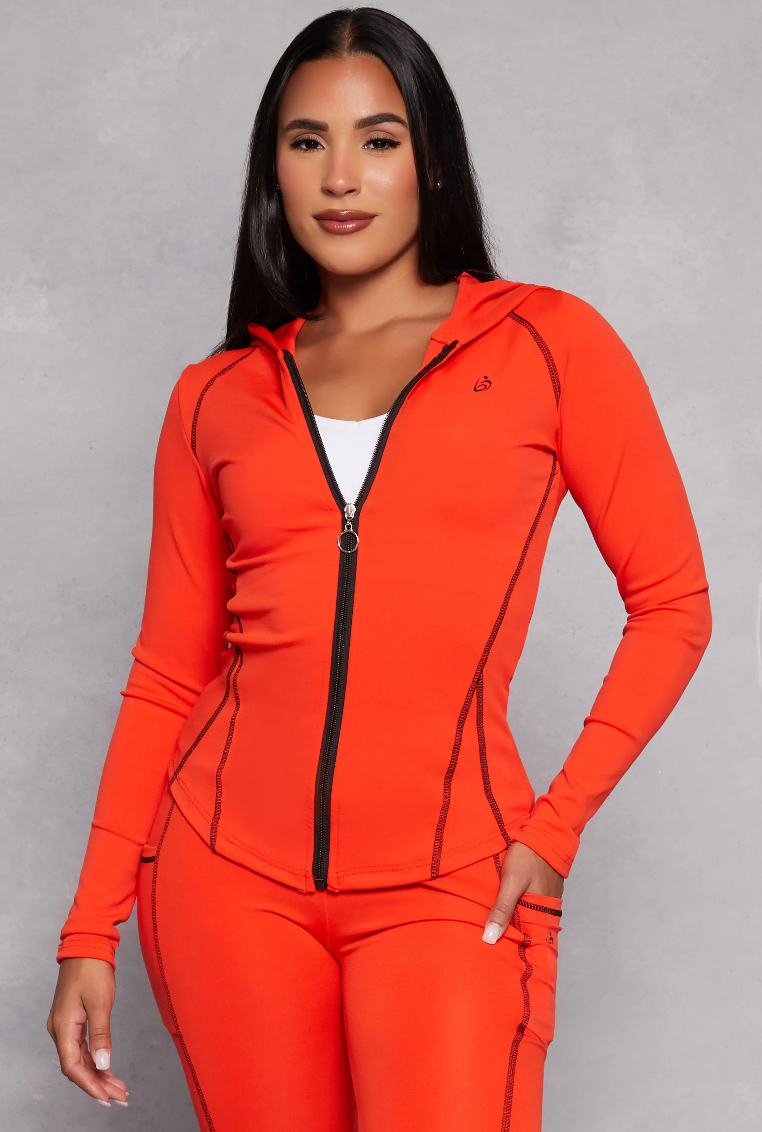 Decorative Stitch Hooded Track Jacket sold by Rainbow