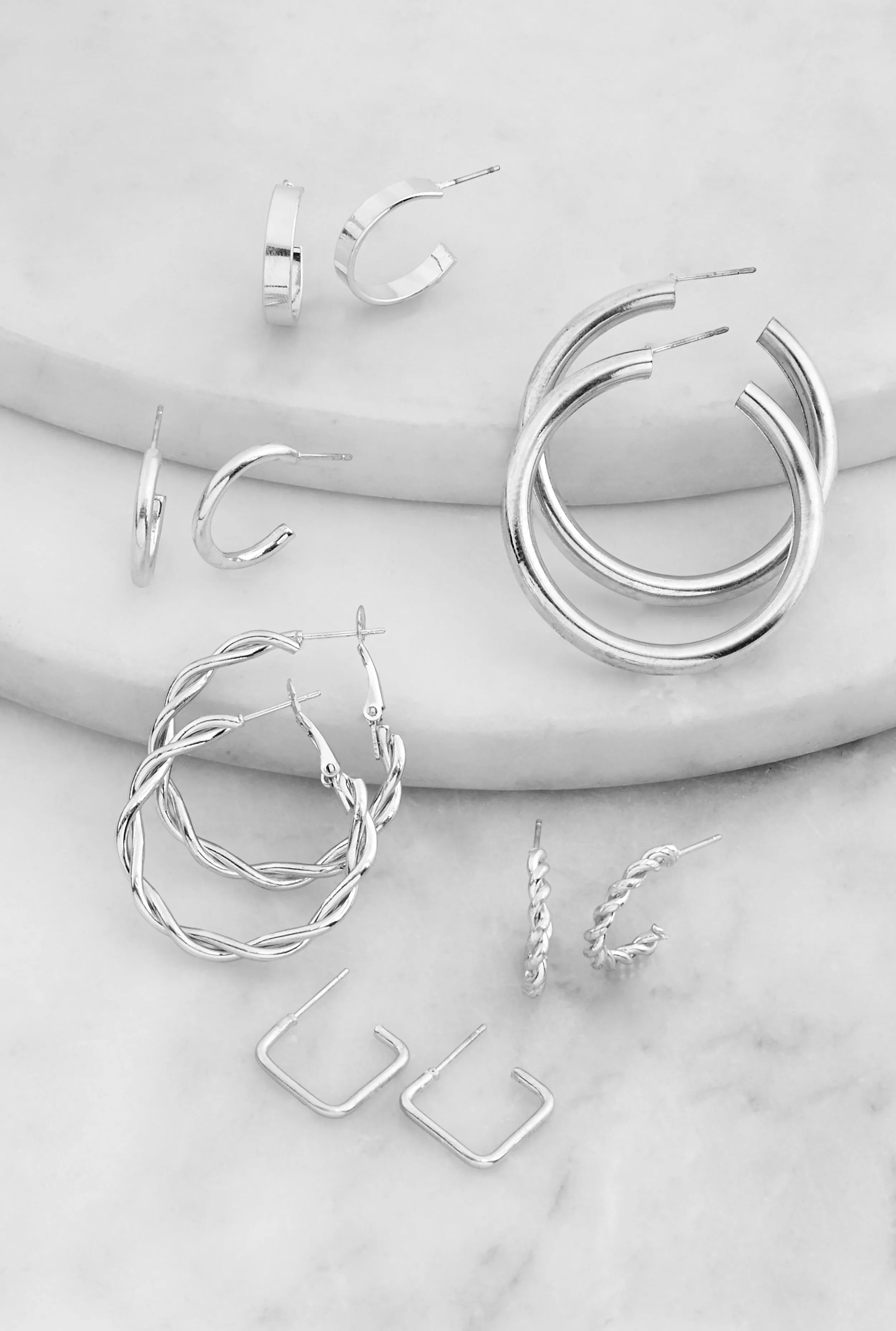 Assorted Metallic Hoop Earrings 6 Pack sold by Rainbow