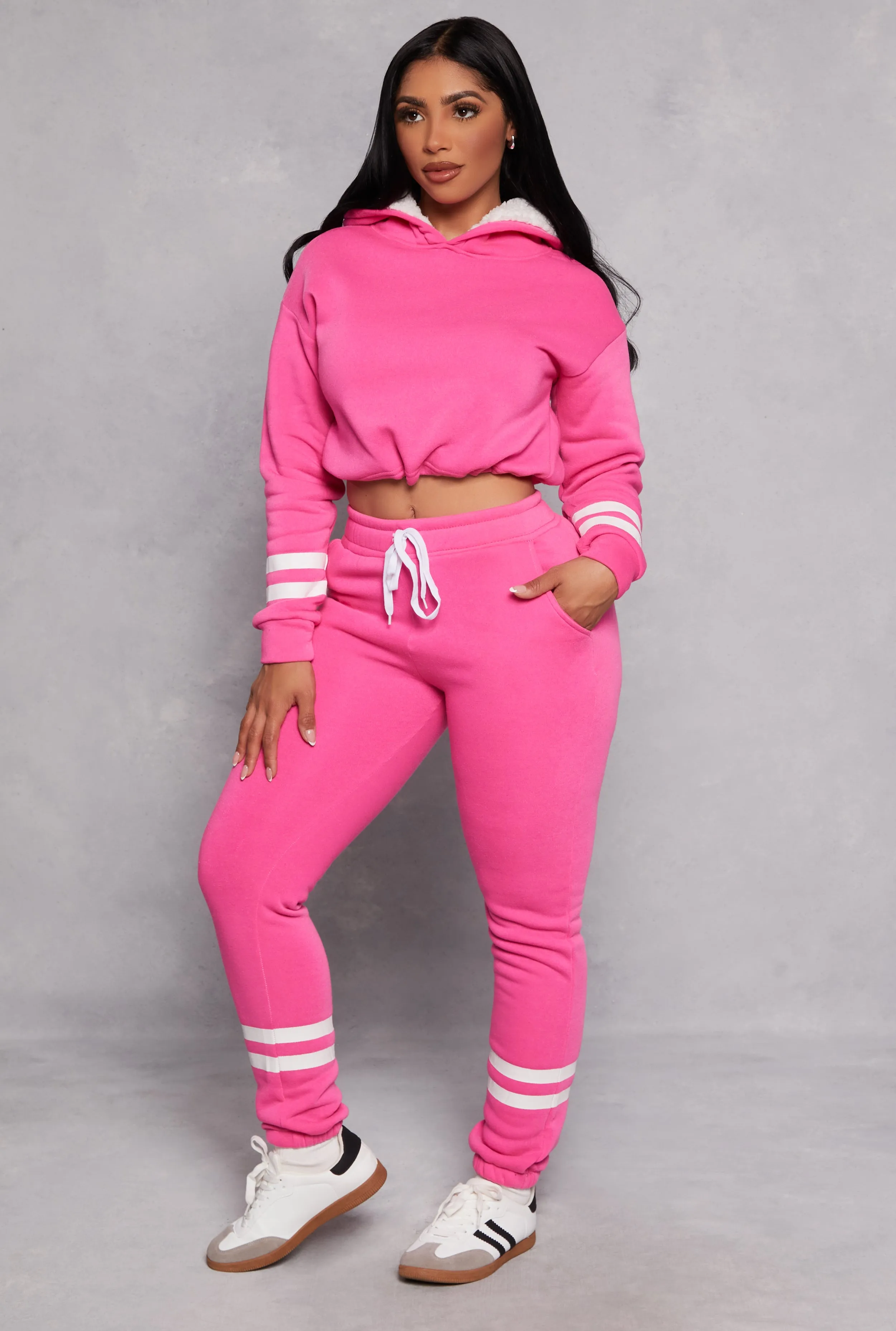 Sherpa Lined Cropped Pullover Hoodie sold by Rainbow product image thumbnail 2