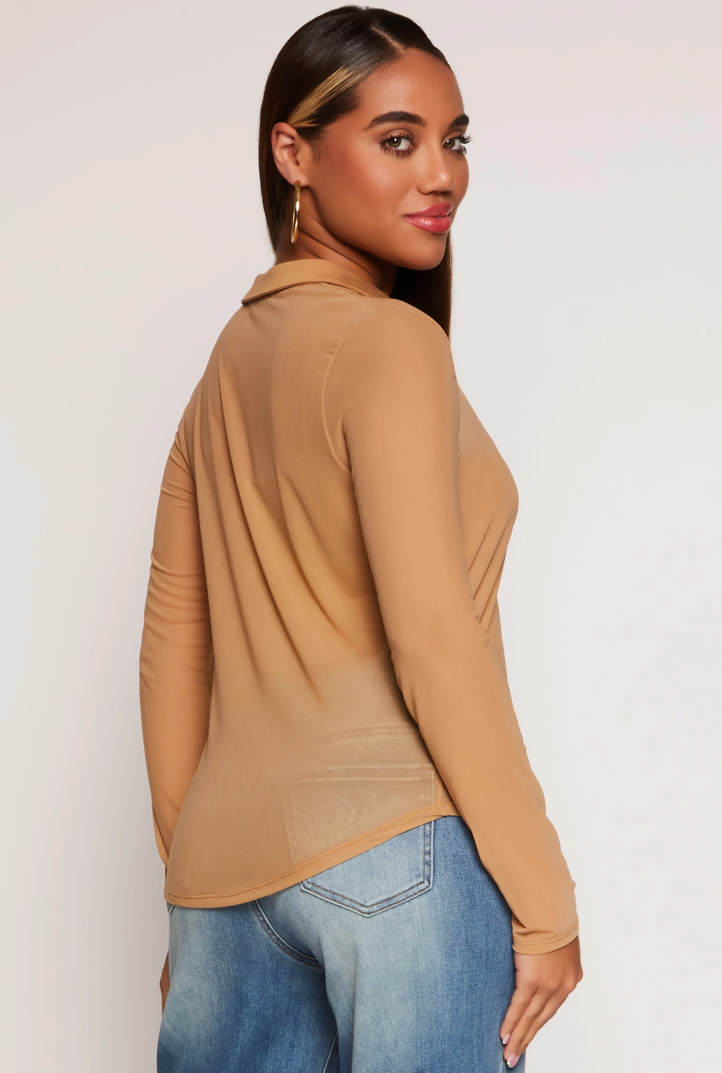 Mesh Button Front Shirt With Cami sold by Rainbow product image thumbnail 3