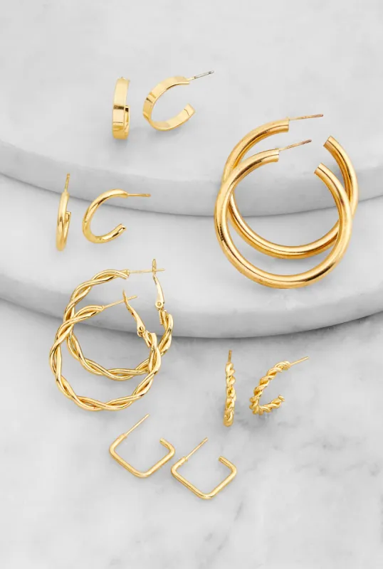 Assorted Metallic Hoop Earrings 6 Pack sold by Rainbow