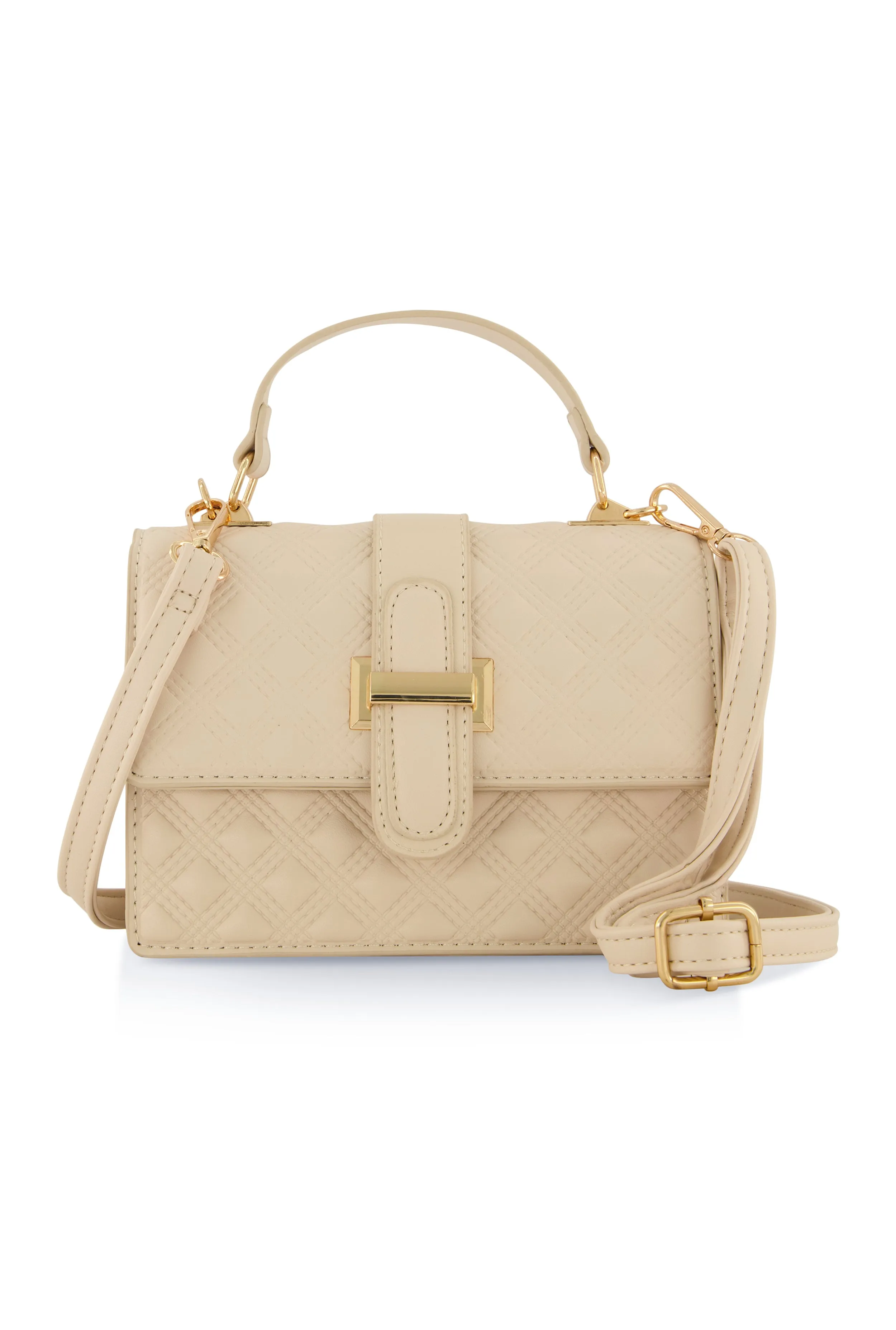 Faux Leather Geometric Quilted Crossbody Handbag sold by Rainbow product image thumbnail 3