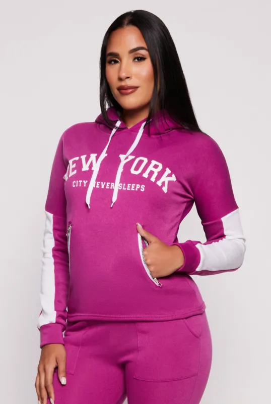 New York Sherpa Lined Pullover Hoodie sold by Rainbow