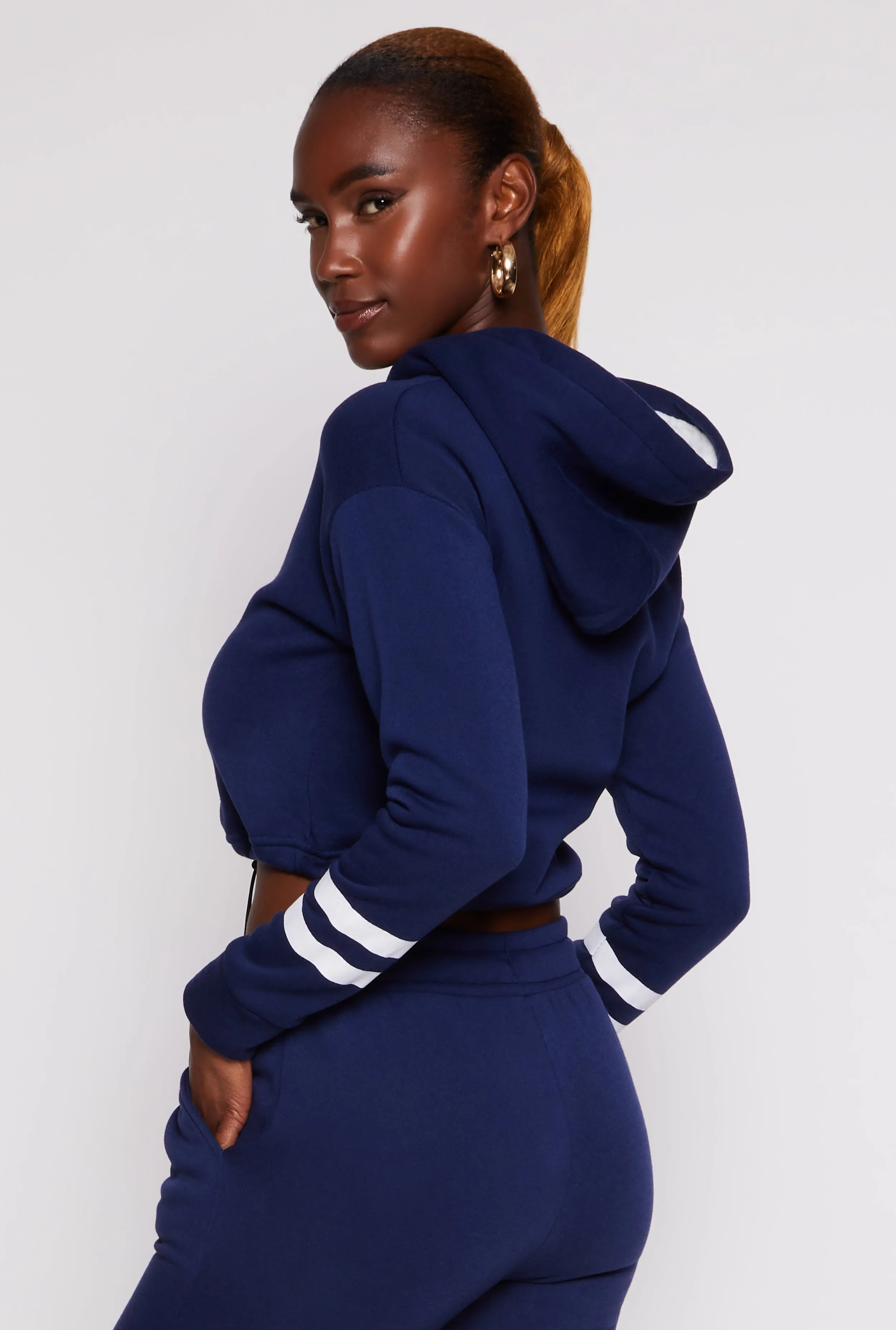 Sherpa Lined Cropped Pullover Hoodie sold by Rainbow product image thumbnail 3