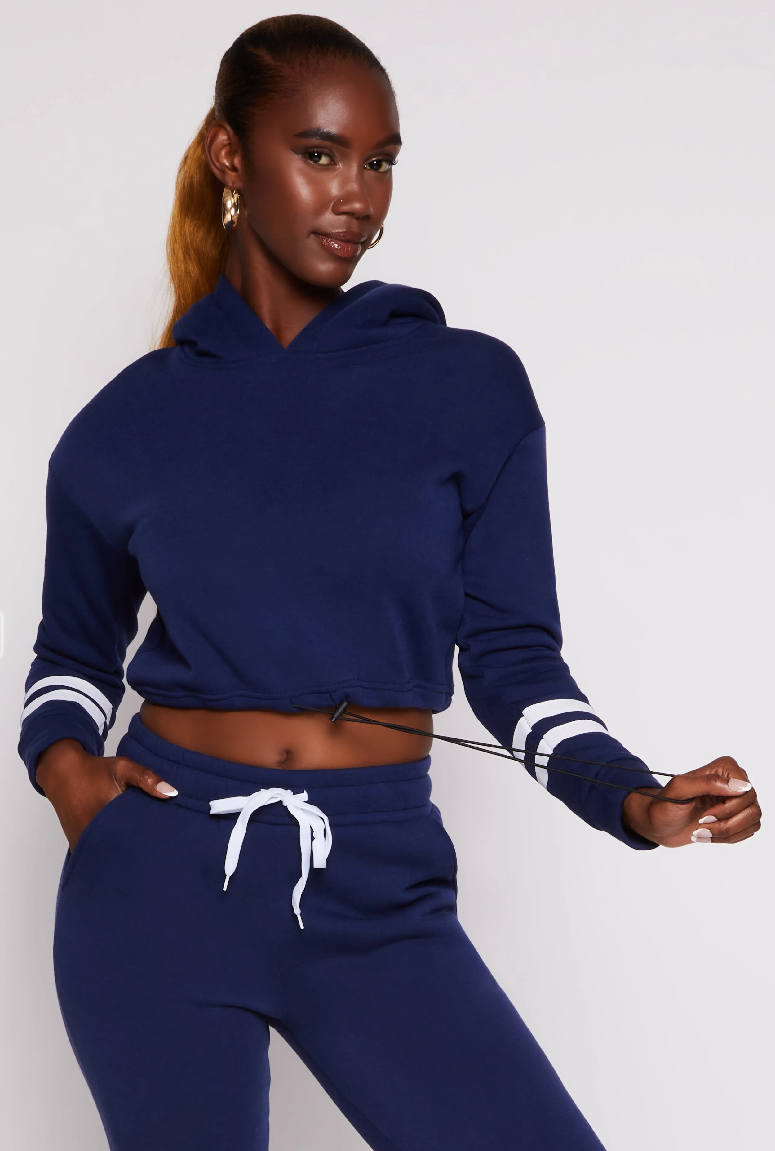 Sherpa Lined Cropped Pullover Hoodie sold by Rainbow