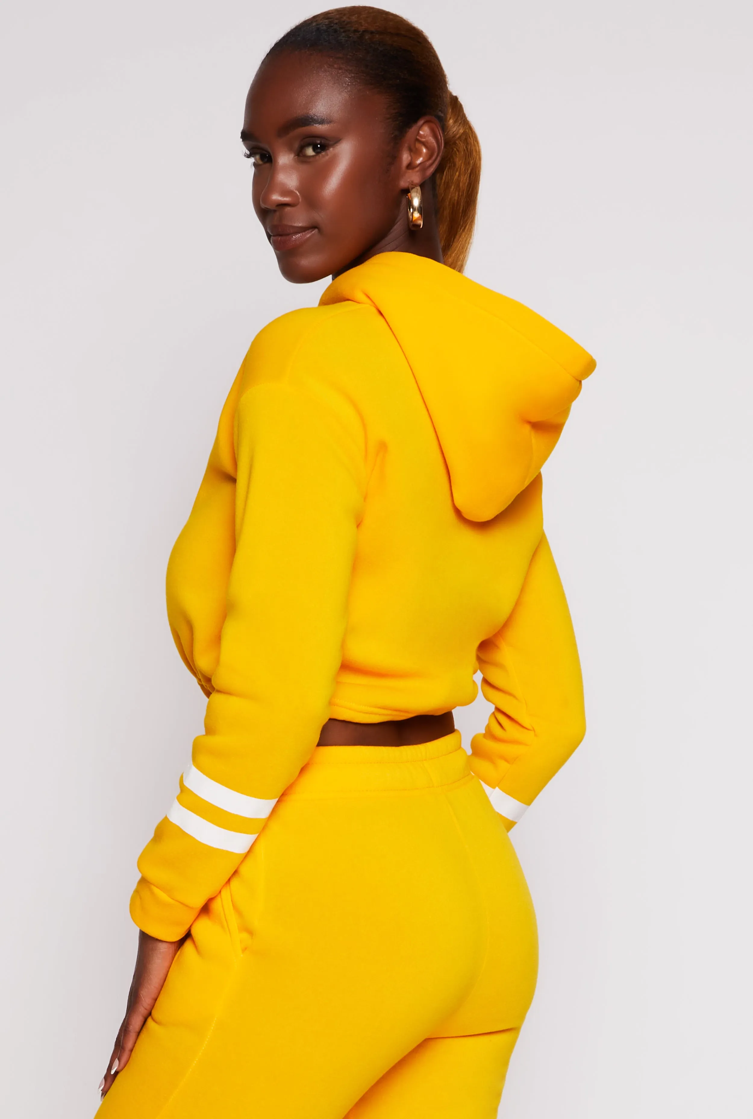 Sherpa Lined Cropped Pullover Hoodie sold by Rainbow product image thumbnail 3