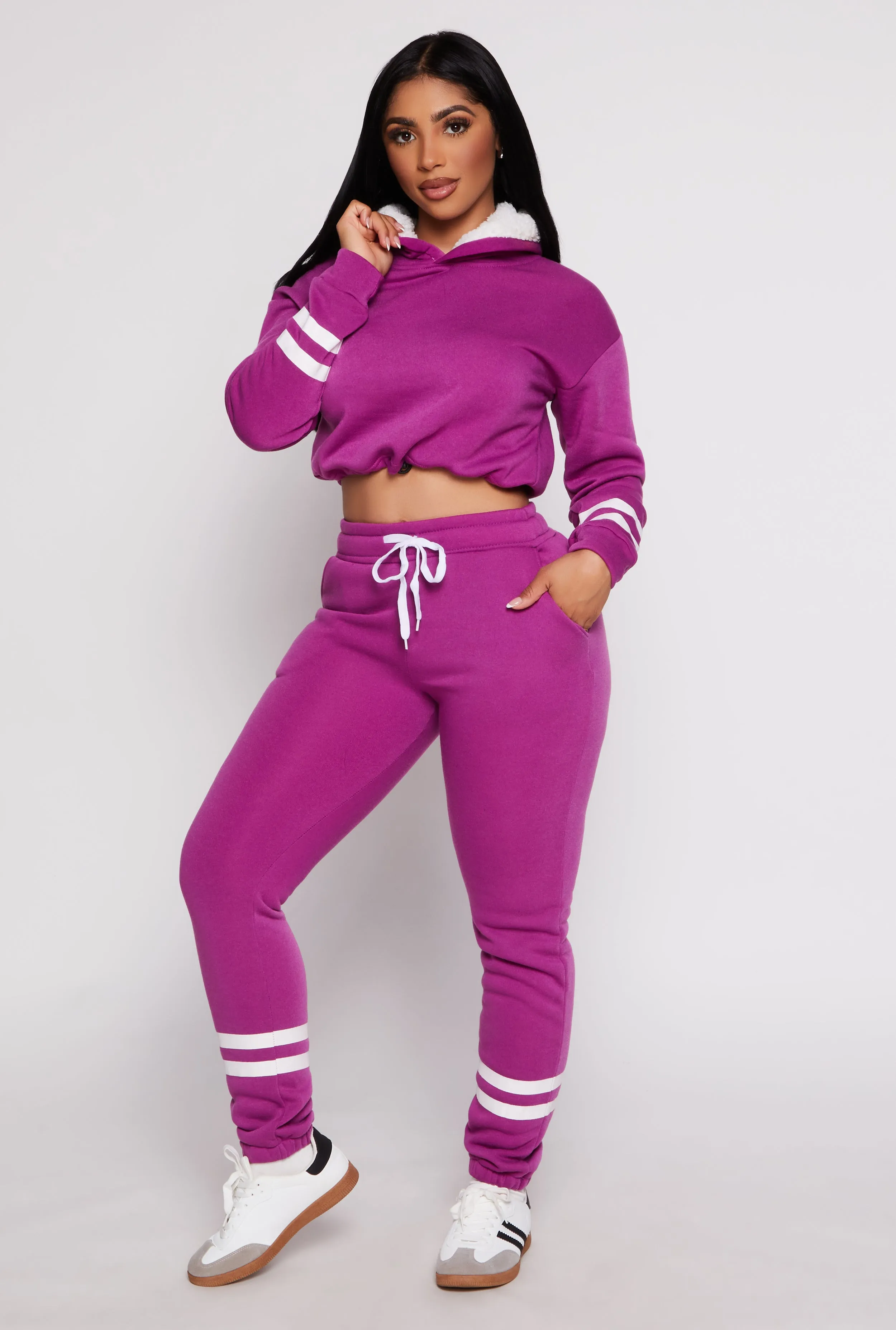 Fleece Lined Varsity Stripe Sweatpants sold by Rainbow