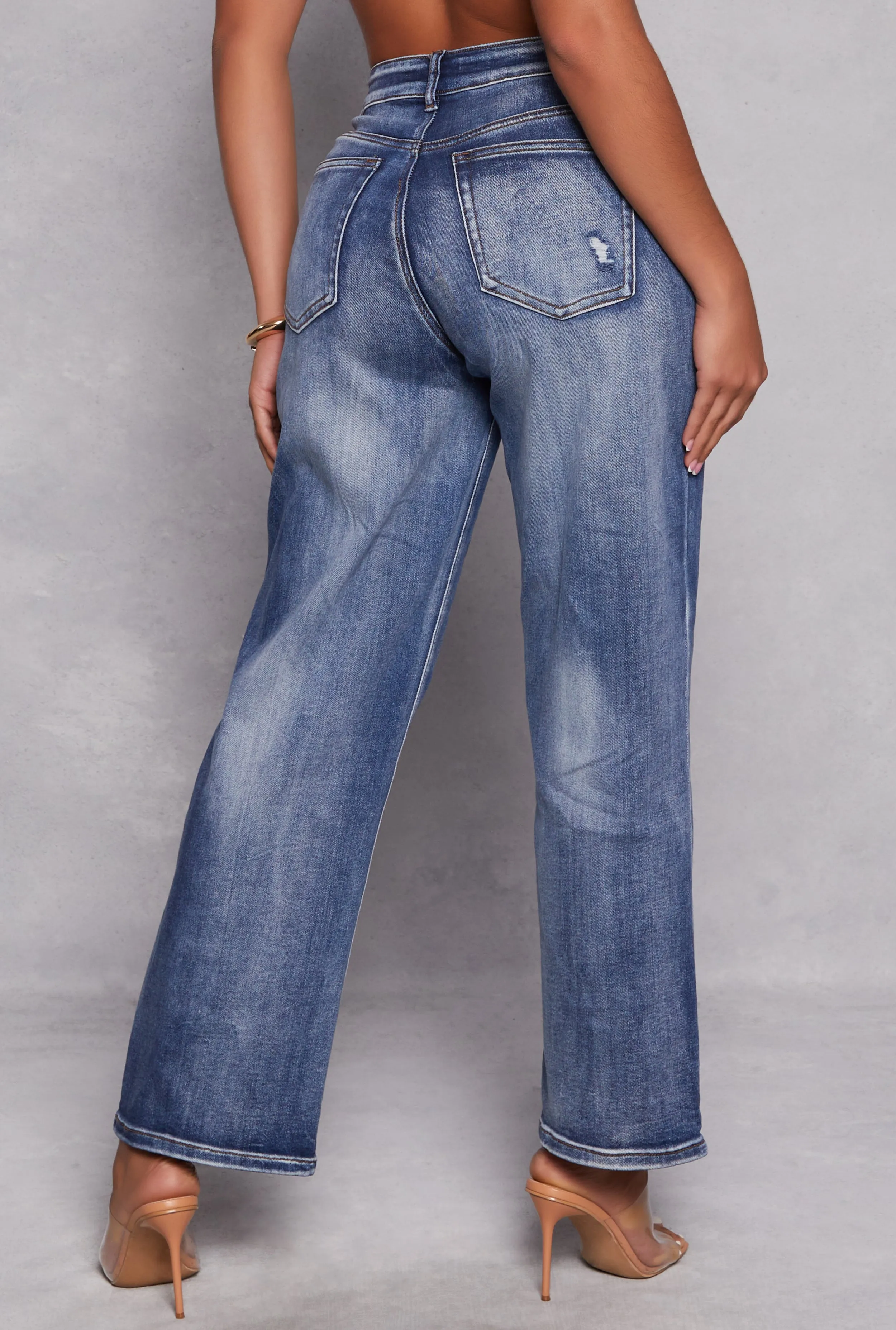 WAX Distressed Loose Fit Wide Leg Jeans sold by Rainbow product image thumbnail 3