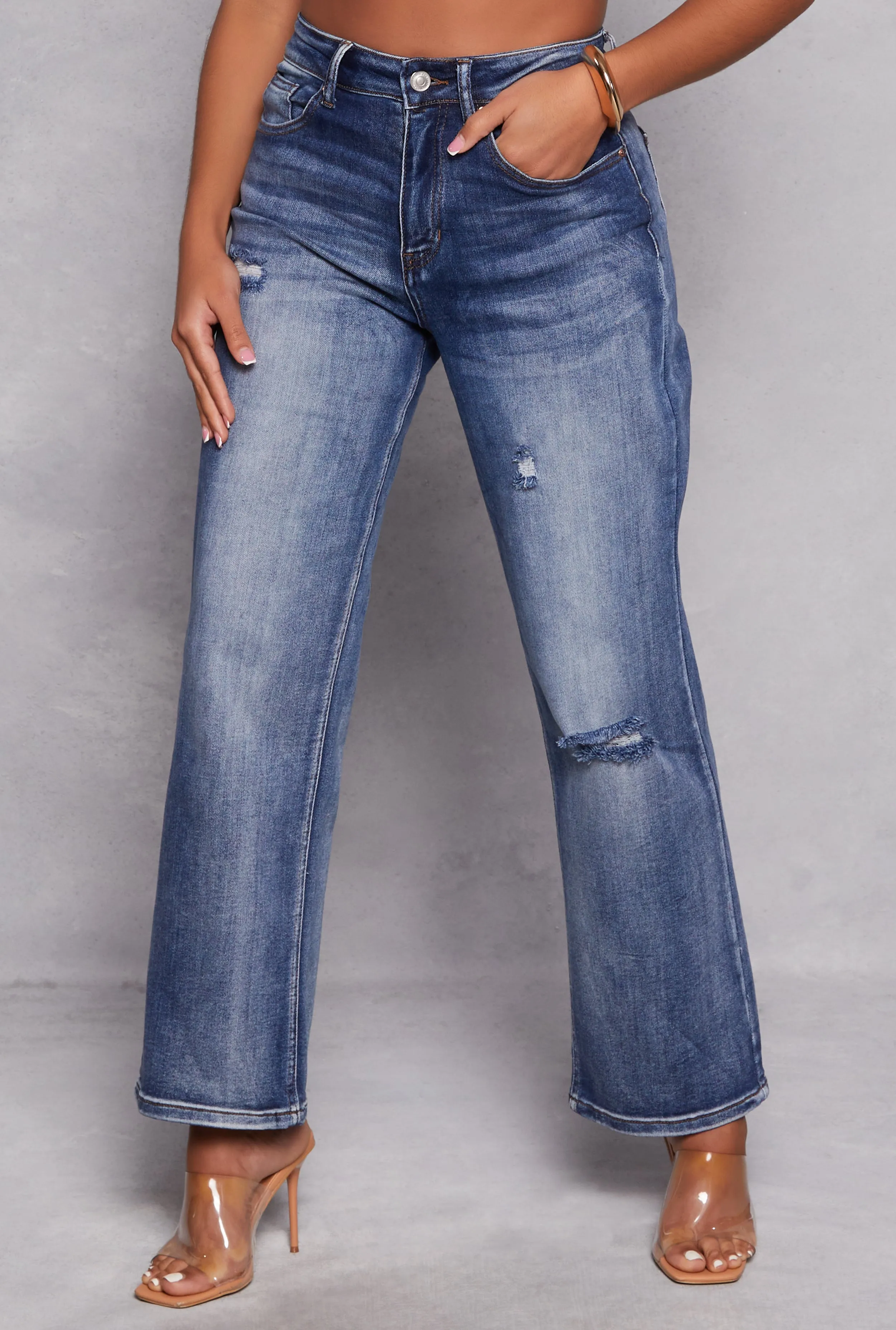 WAX Distressed Loose Fit Wide Leg Jeans sold by Rainbow product image thumbnail 2