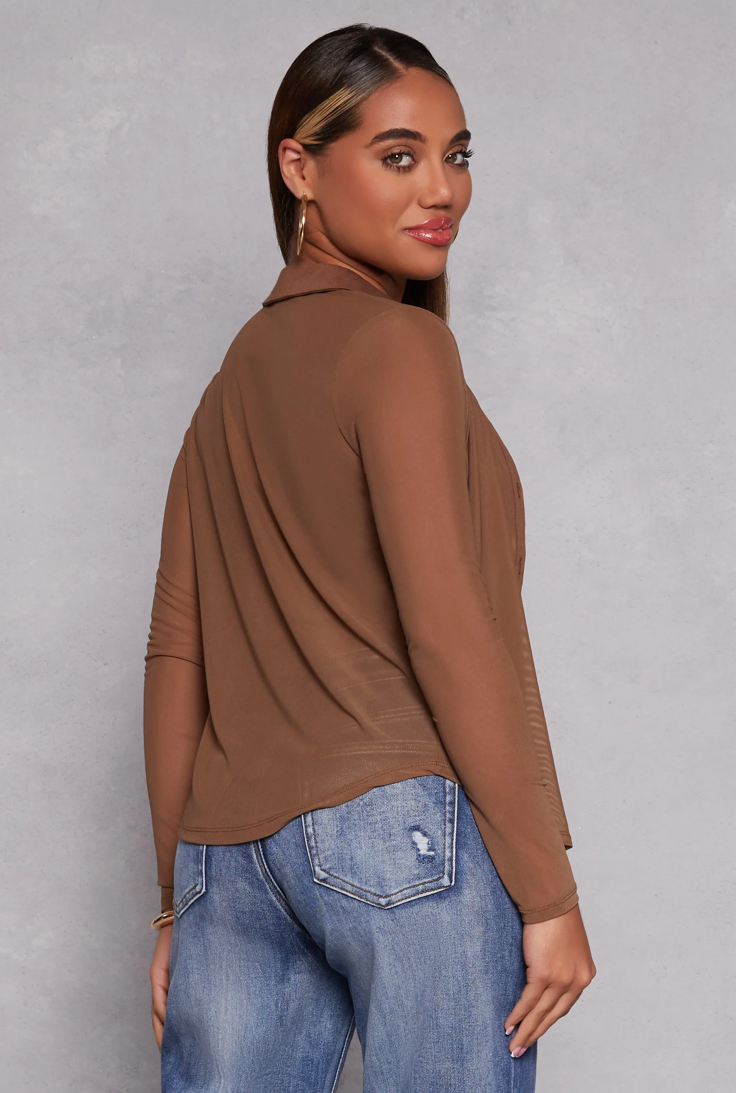Mesh Button Front Shirt With Cami sold by Rainbow product image thumbnail 3