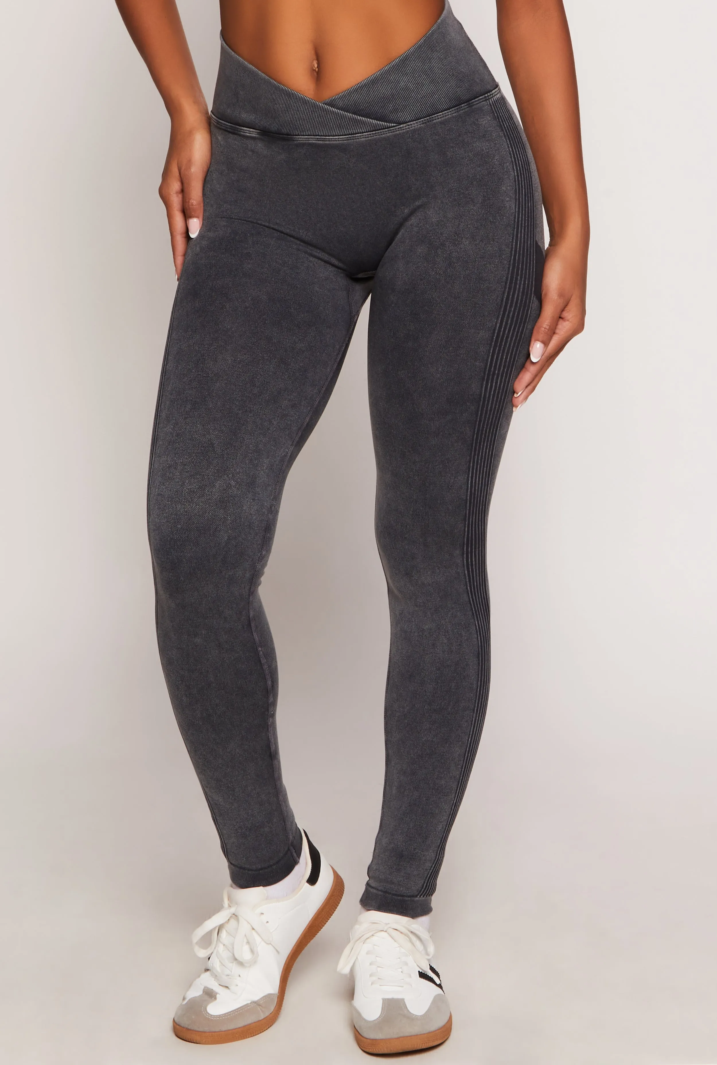 Seamless Ribbed Knit Crossover Leggings sold by Rainbow product image thumbnail 2