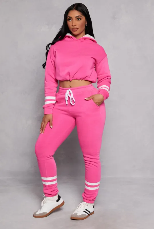 Fleece Lined Varsity Stripe Sweatpants sold by Rainbow