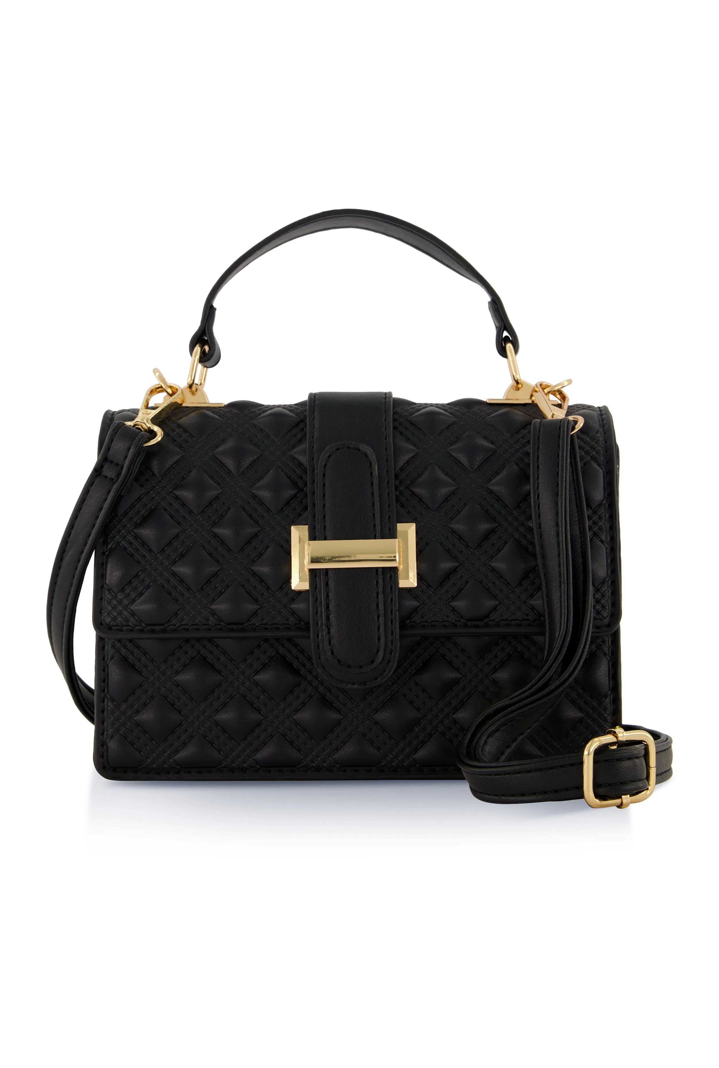 Faux Leather Geometric Quilted Crossbody Handbag sold by Rainbow product image thumbnail 3