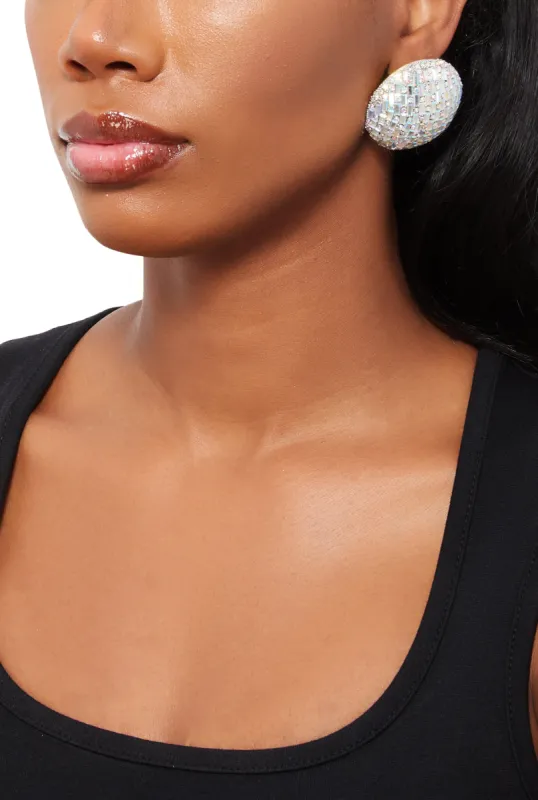 Cubic Zirconia Baguette Dome Earrings made by Rainbow