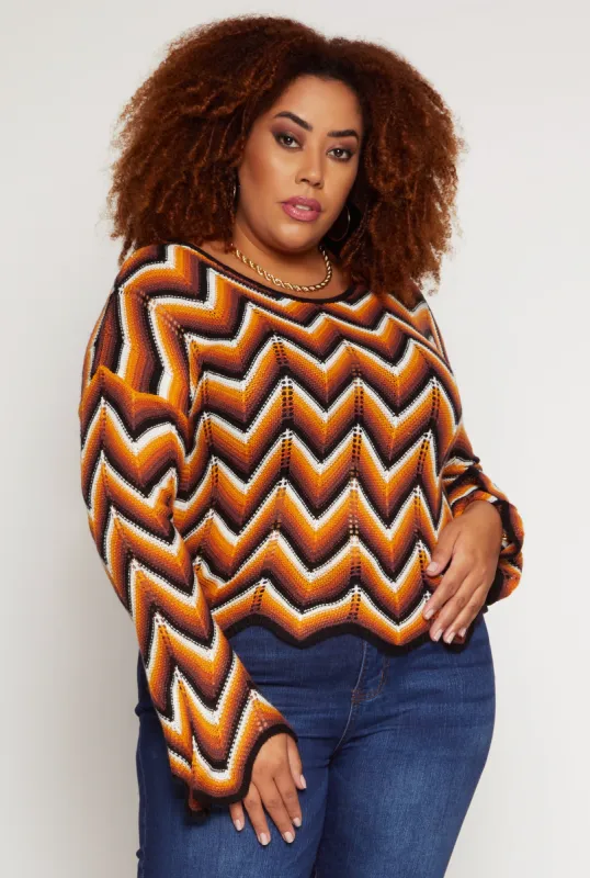 Plus Size Chevron Pattern Sweater sold by Rainbow