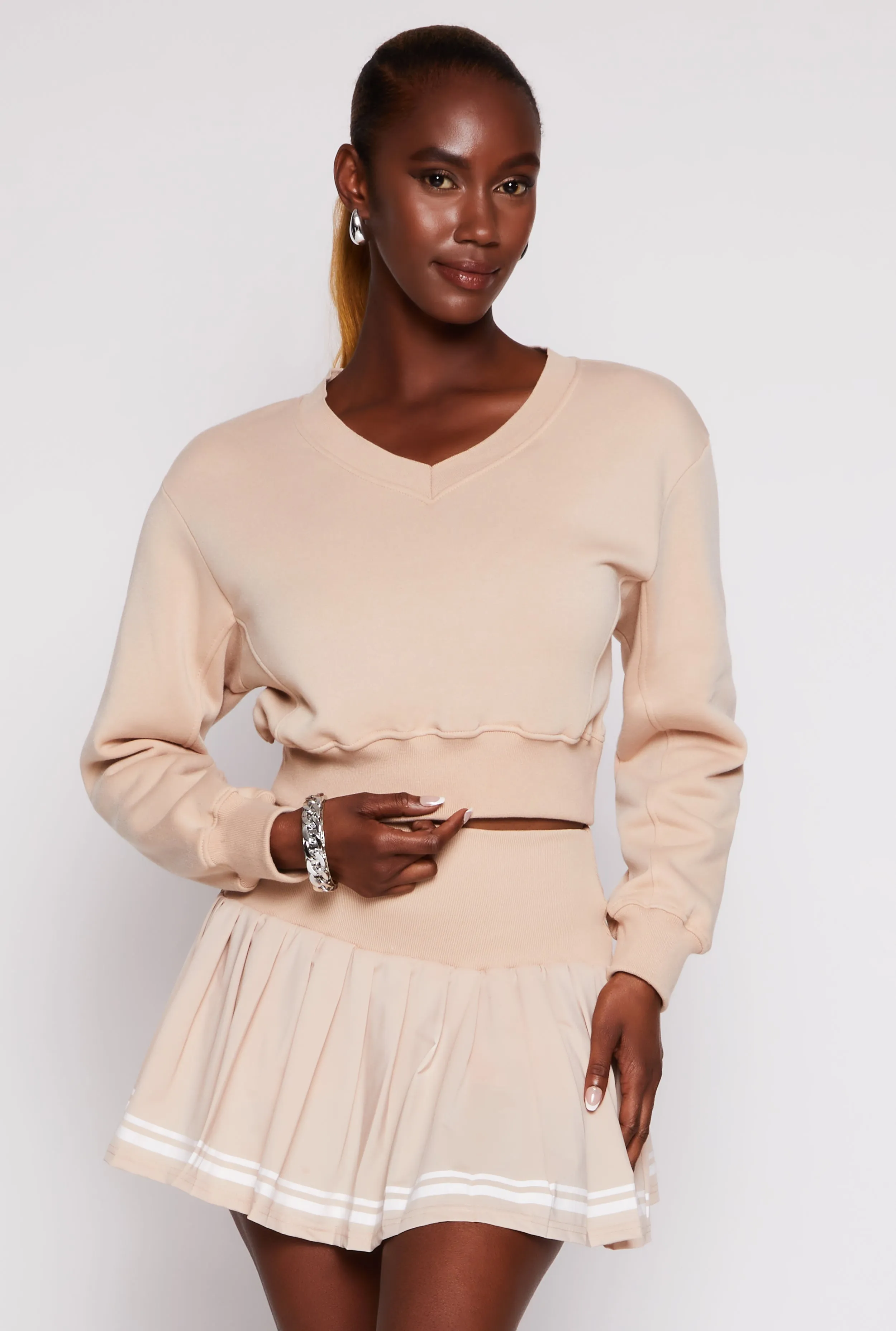 Fleece V Neck Pullover Sweatshirt sold by Rainbow