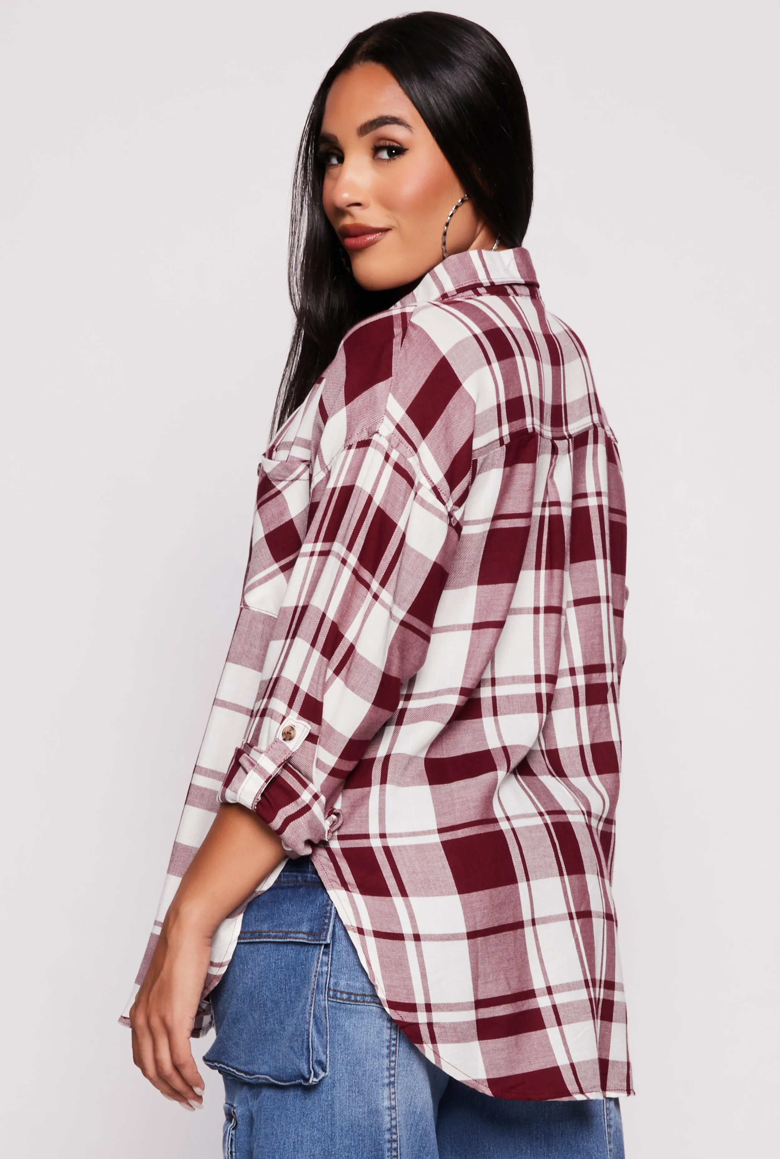 Plaid Button Front Long Sleeve Shirt sold by Rainbow product image thumbnail 3