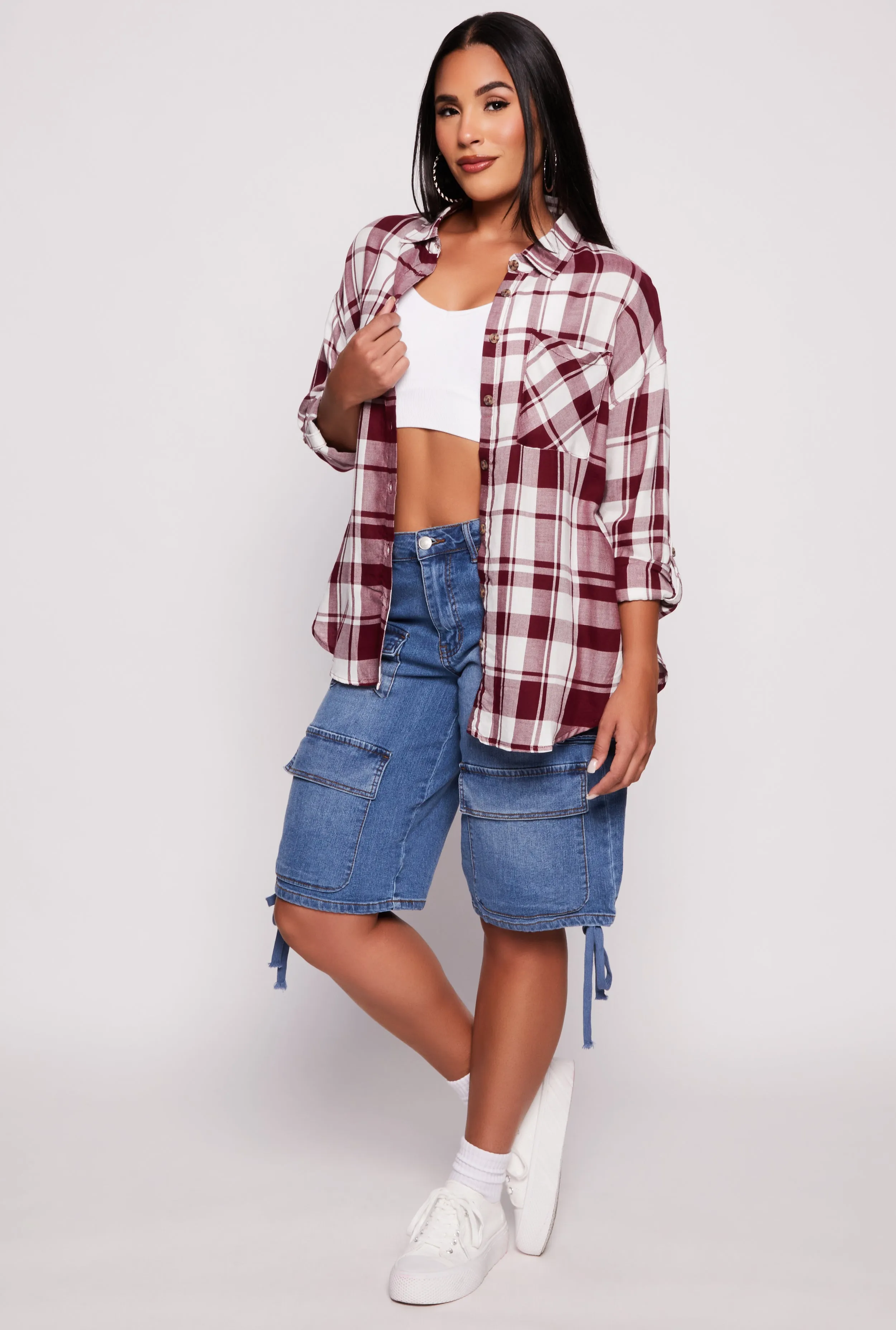 Plaid Button Front Long Sleeve Shirt sold by Rainbow product image thumbnail 2