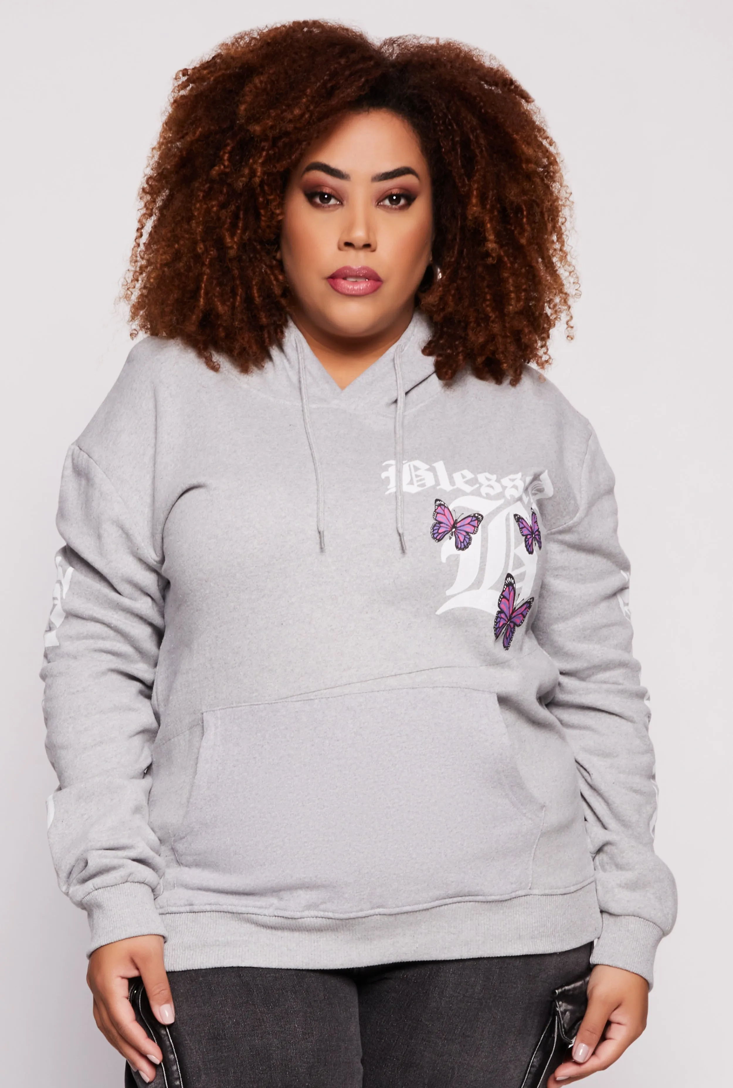 Plus Size Blessed Butterfly Pullover Hoodie sold by Rainbow