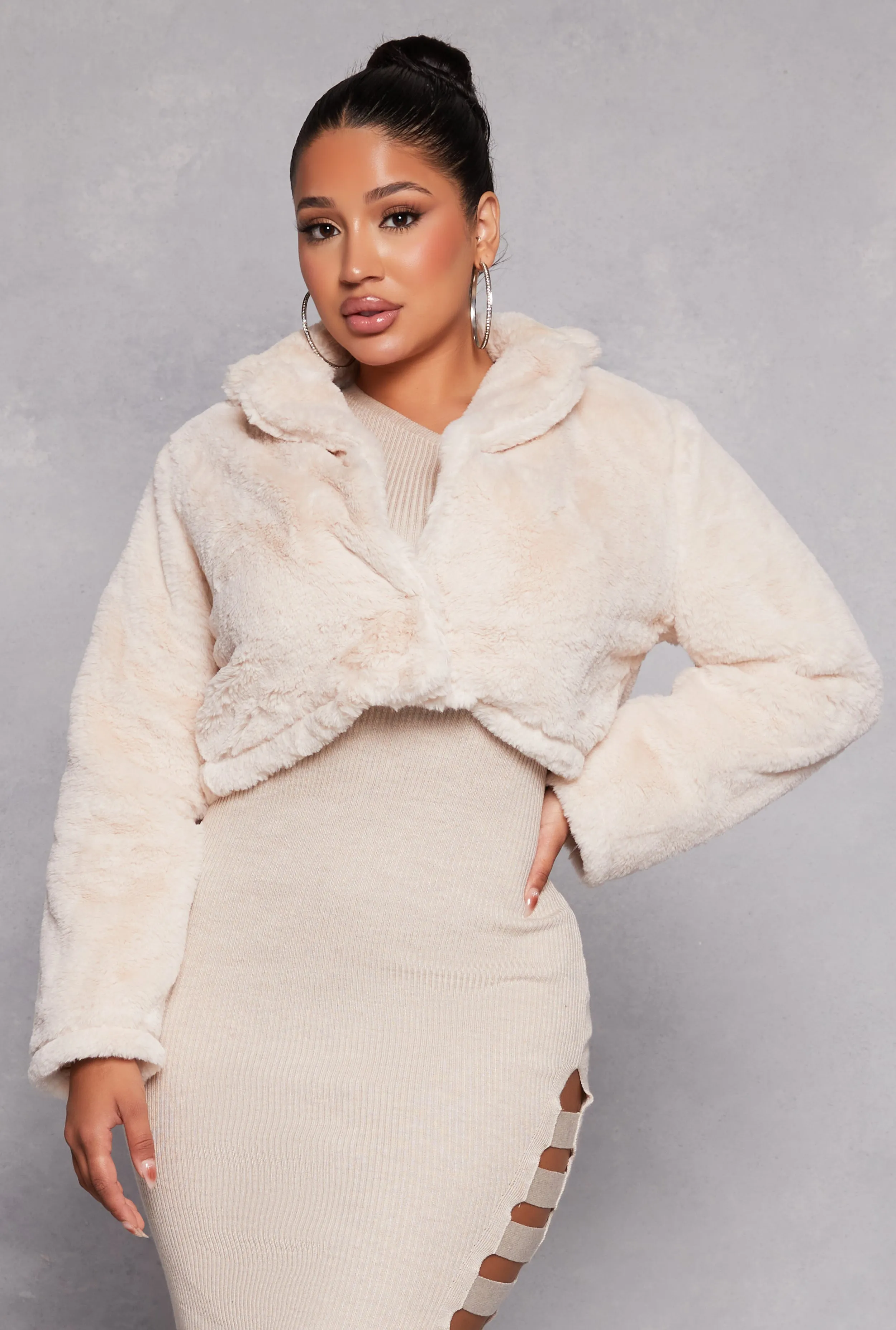 Faux Fur Cropped Jacket sold by Rainbow