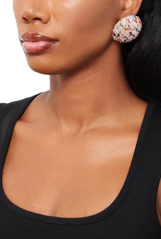 Cubic Zirconia Baguette Dome Earrings sold by Rainbow