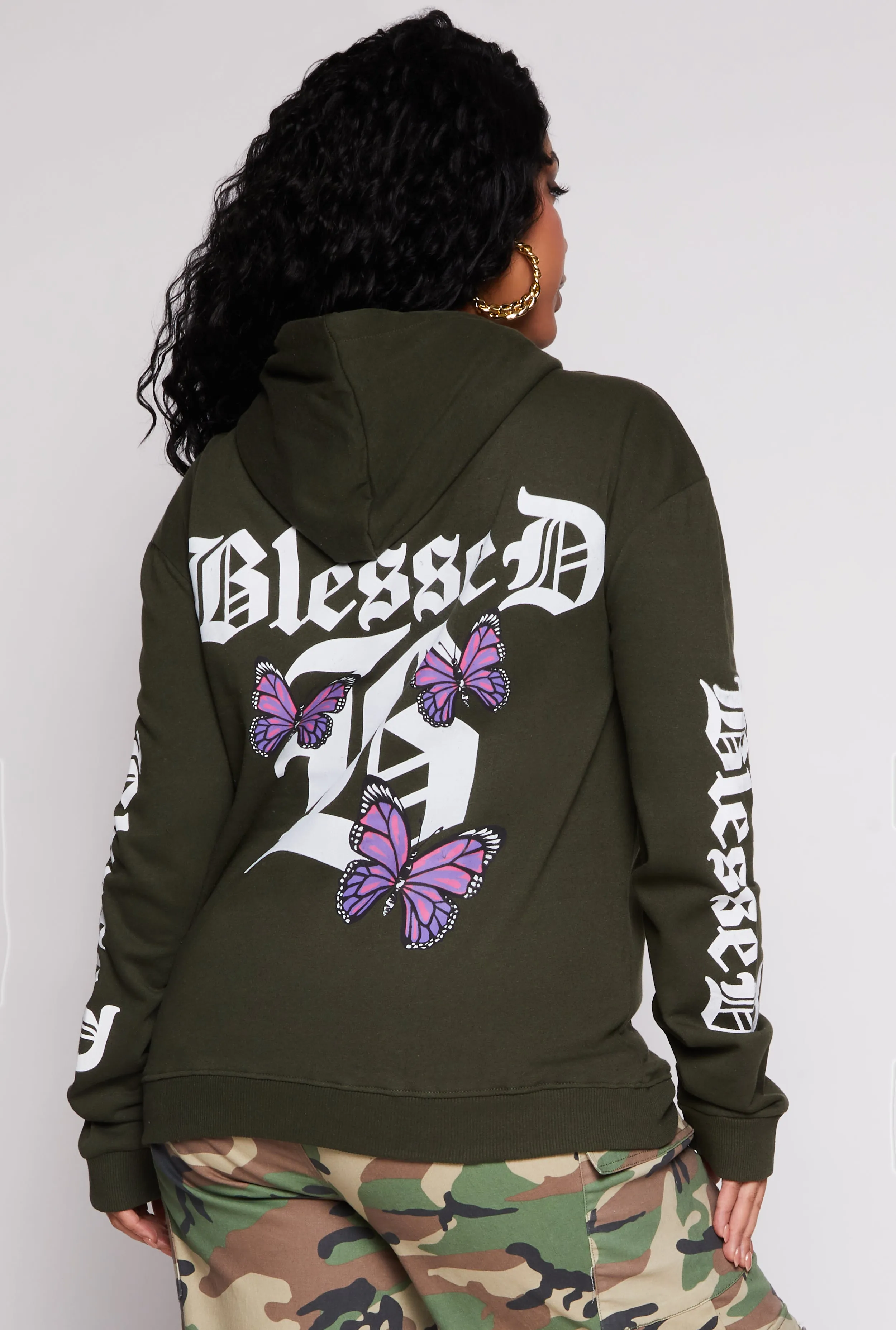 Plus Size Blessed Butterfly Pullover Hoodie sold by Rainbow product image thumbnail 3