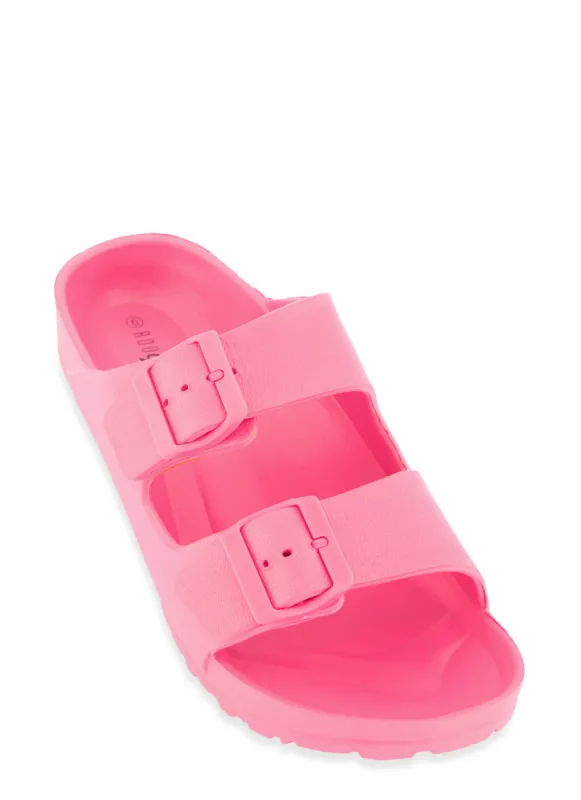 Double Buckled Band Slide Sandals sold by Rainbow