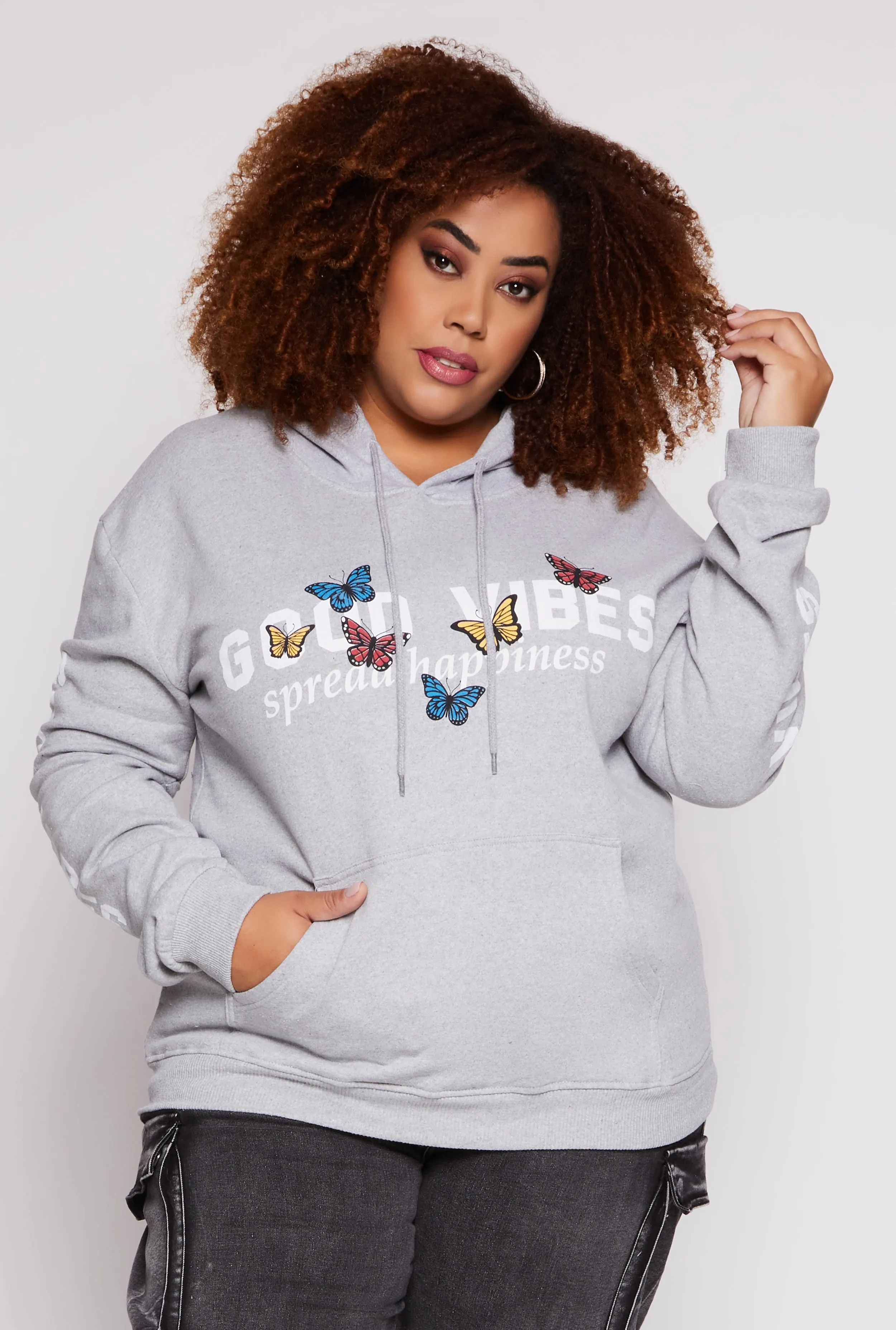 Plus Size Good Vibes 93 Pullover Hoodie sold by Rainbow